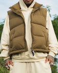 METEOR SHOWER EMBROIDERY NYLON REVERSIBLE DOWN VEST - OLIVE