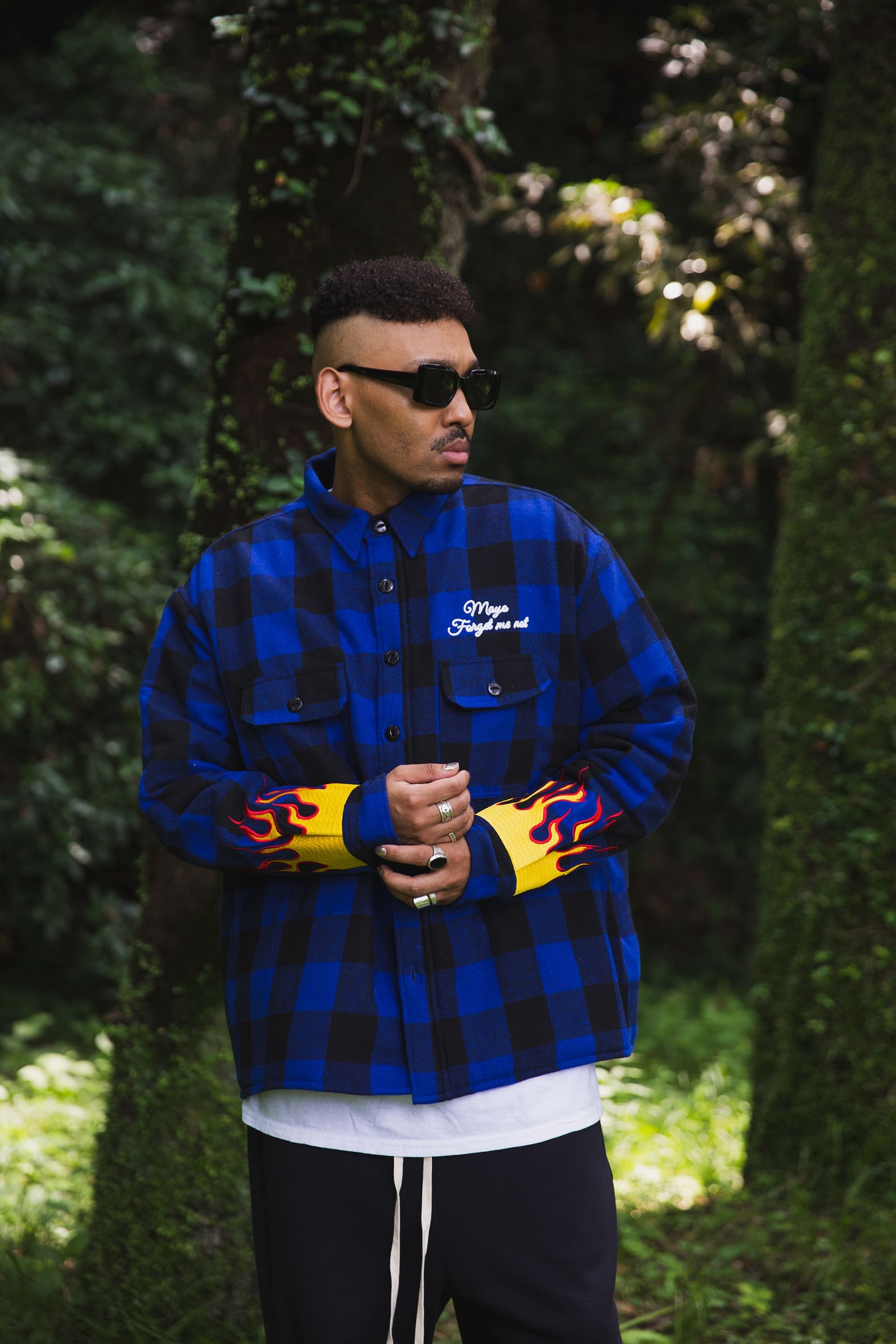 FIRE EMBROIDERY CHECK SHIRT JKT