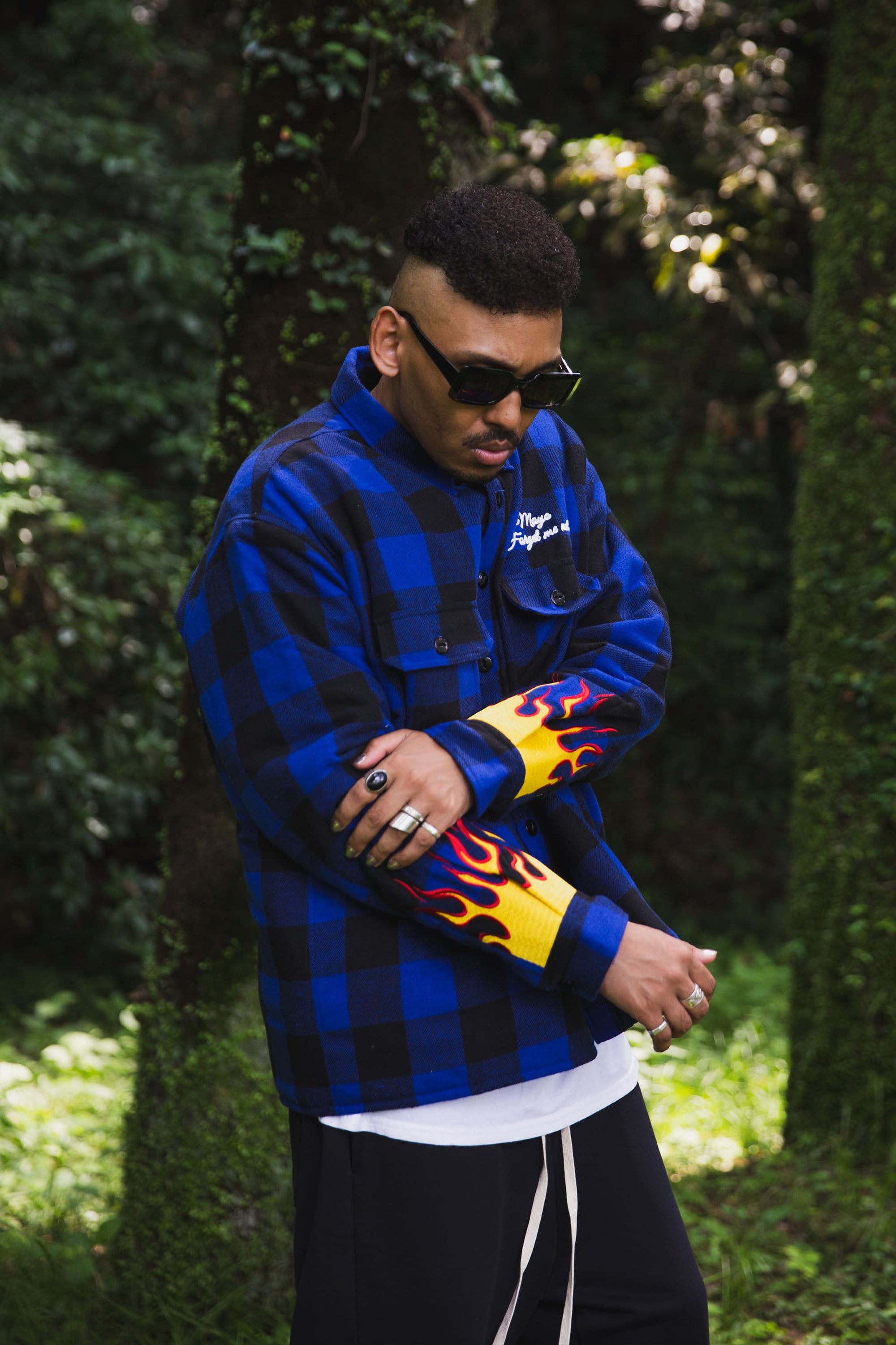 FIRE EMBROIDERY CHECK SHIRT JKT