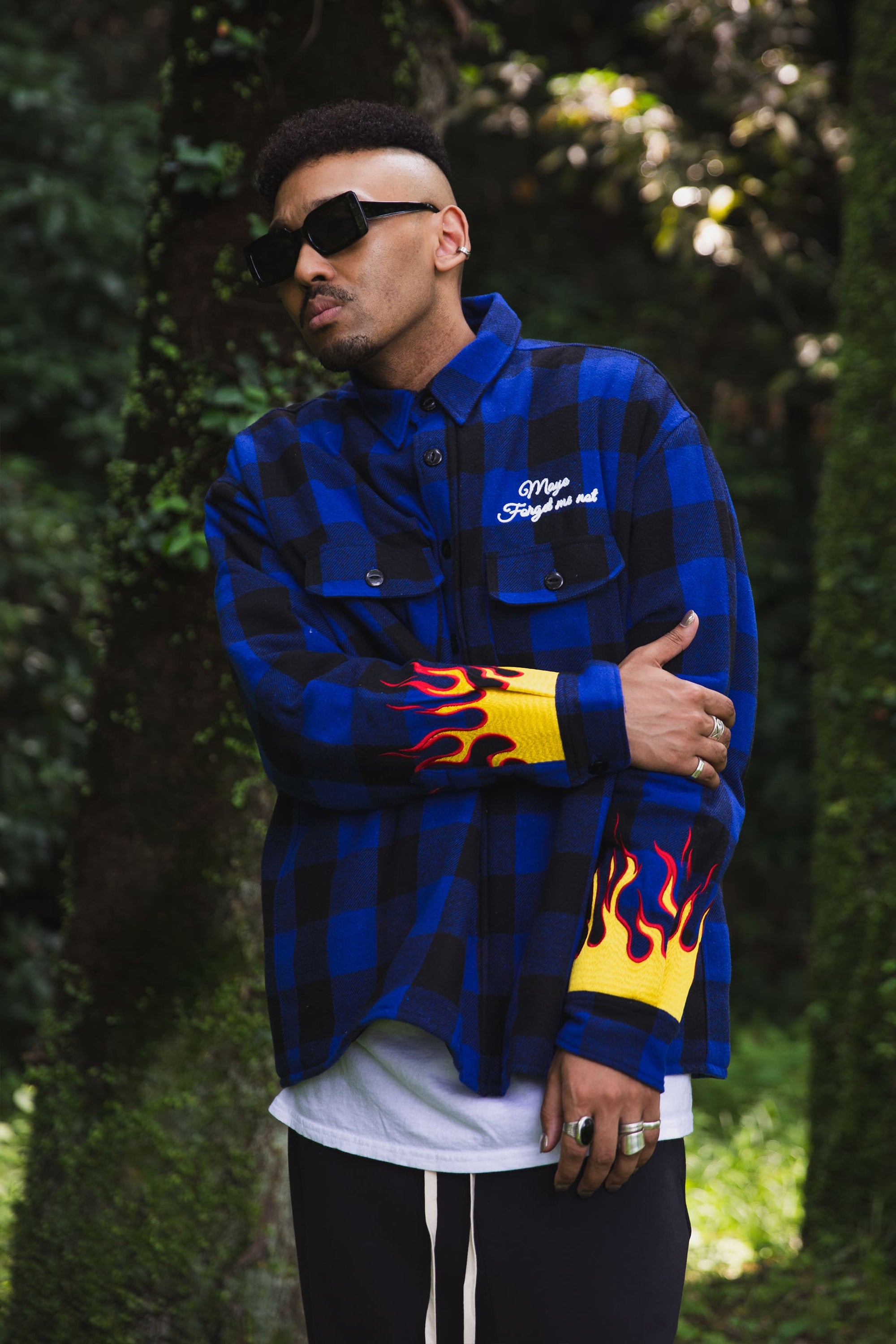 FIRE EMBROIDERY CHECK SHIRT JKT