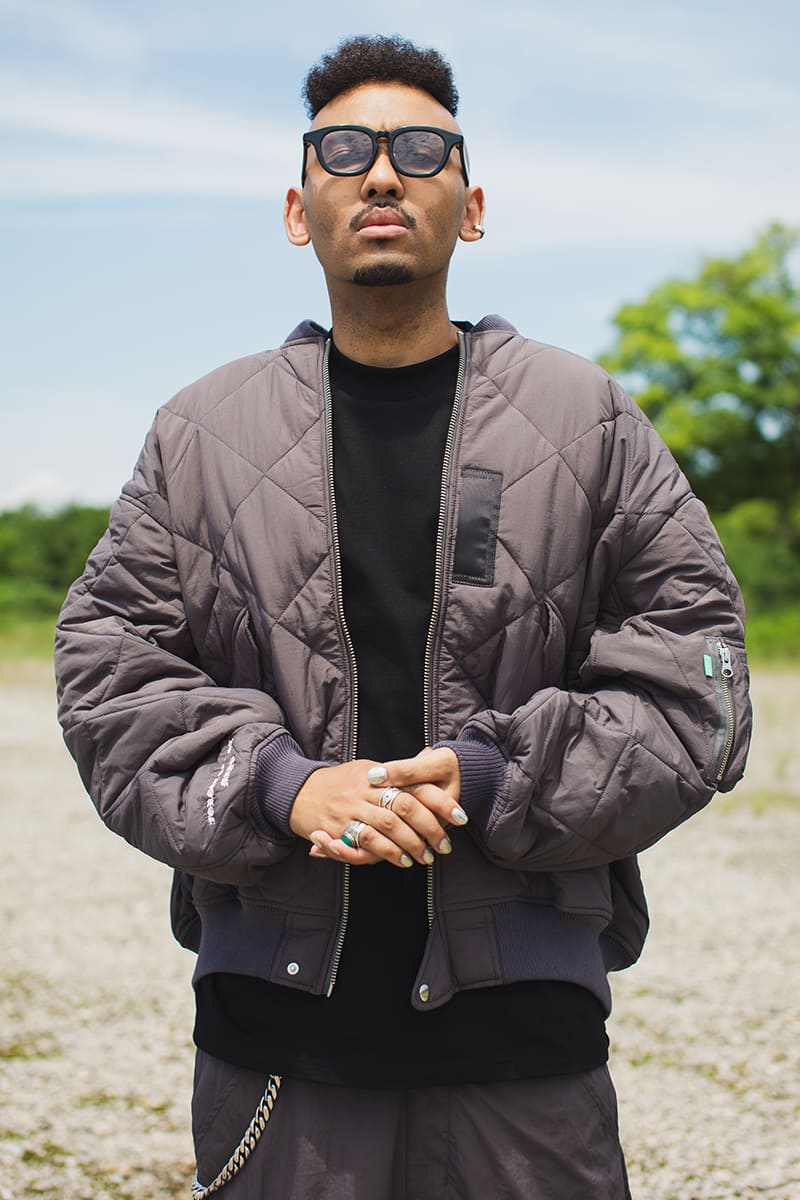 EAGLE  EMBROIDERY NYLON JKT -  CHARCOAL