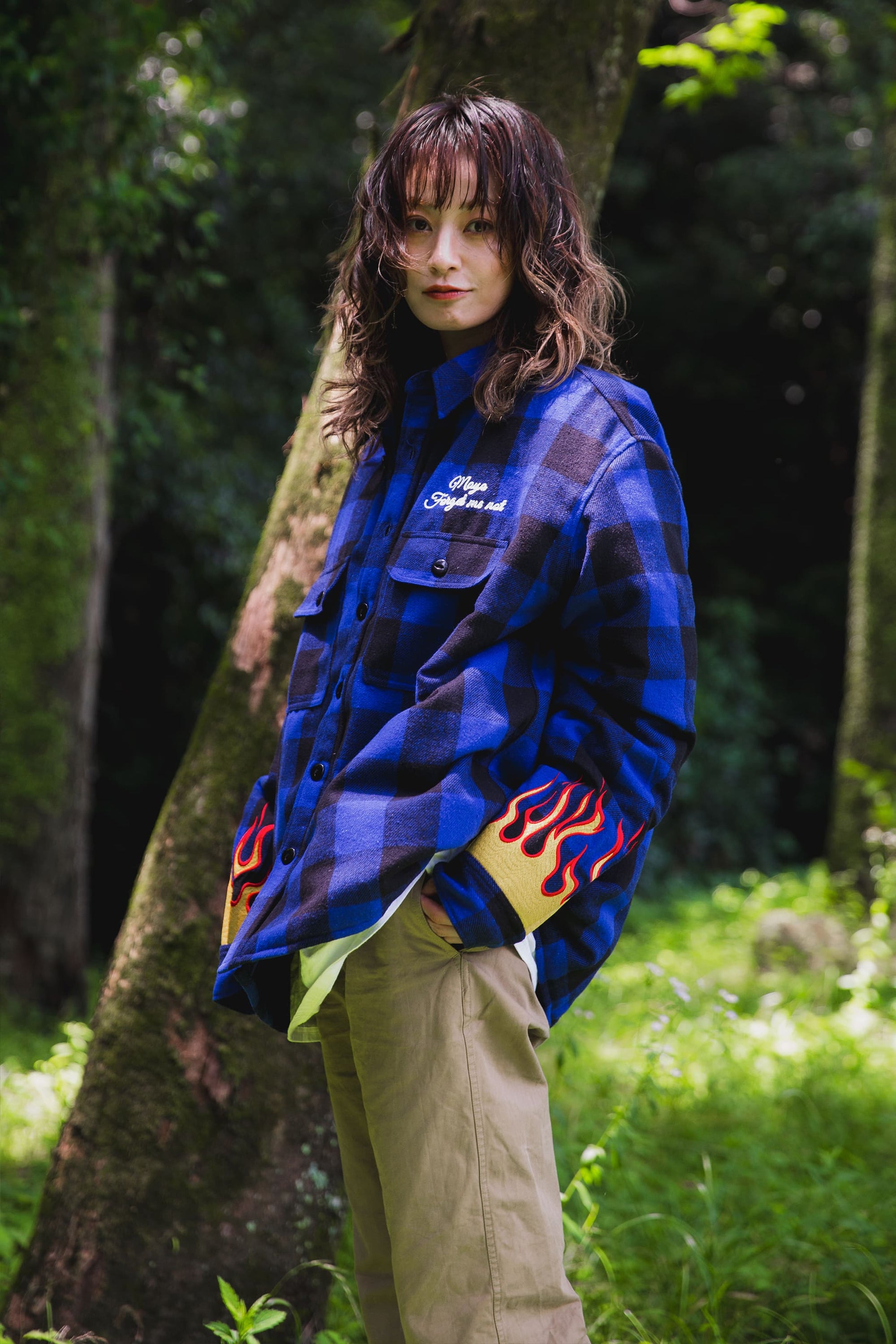 FIRE EMBROIDERY CHECK SHIRT JKT
