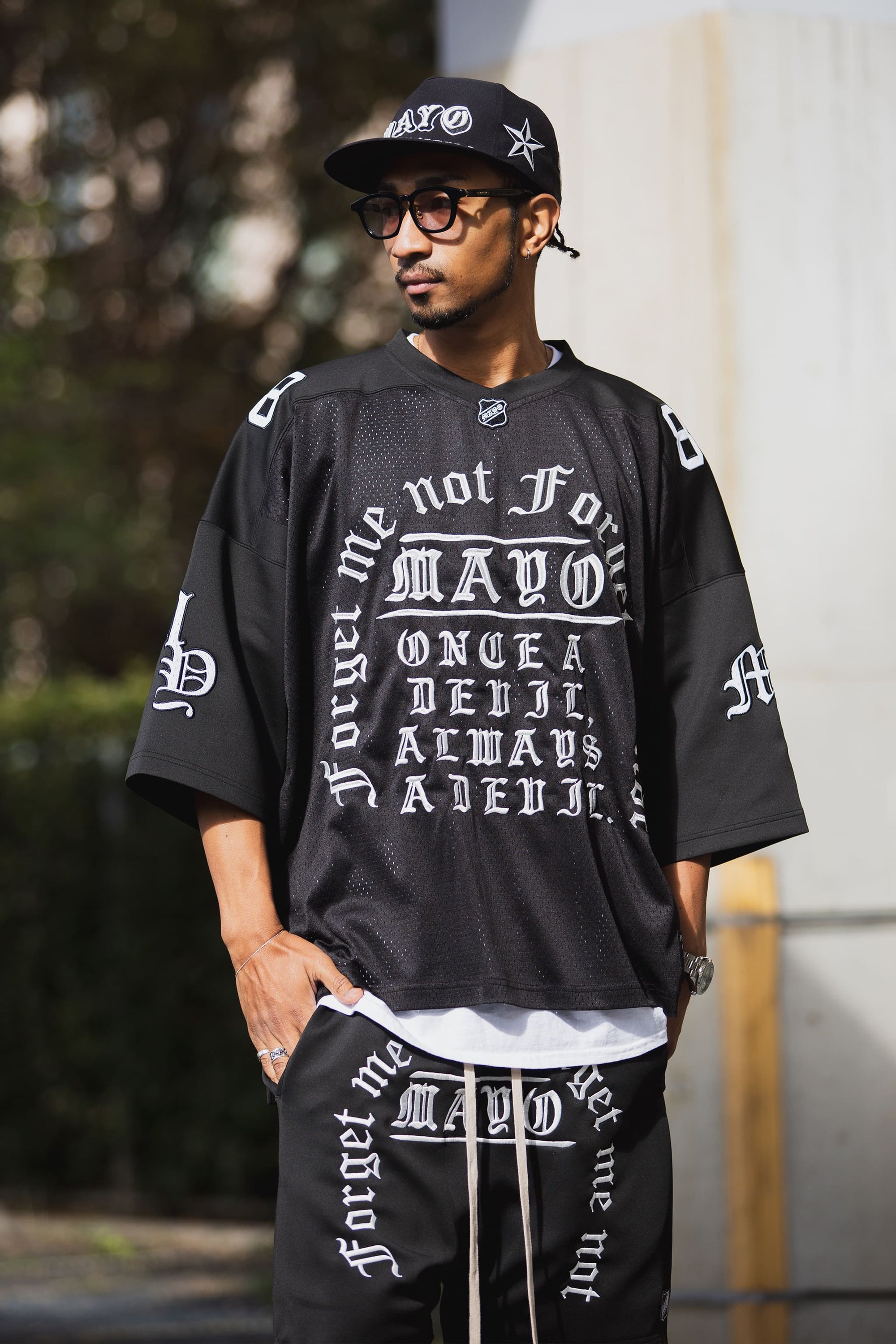 MAYO MESSAGE EMBROIDERY GAME SHORT SLEEVE SHIRT