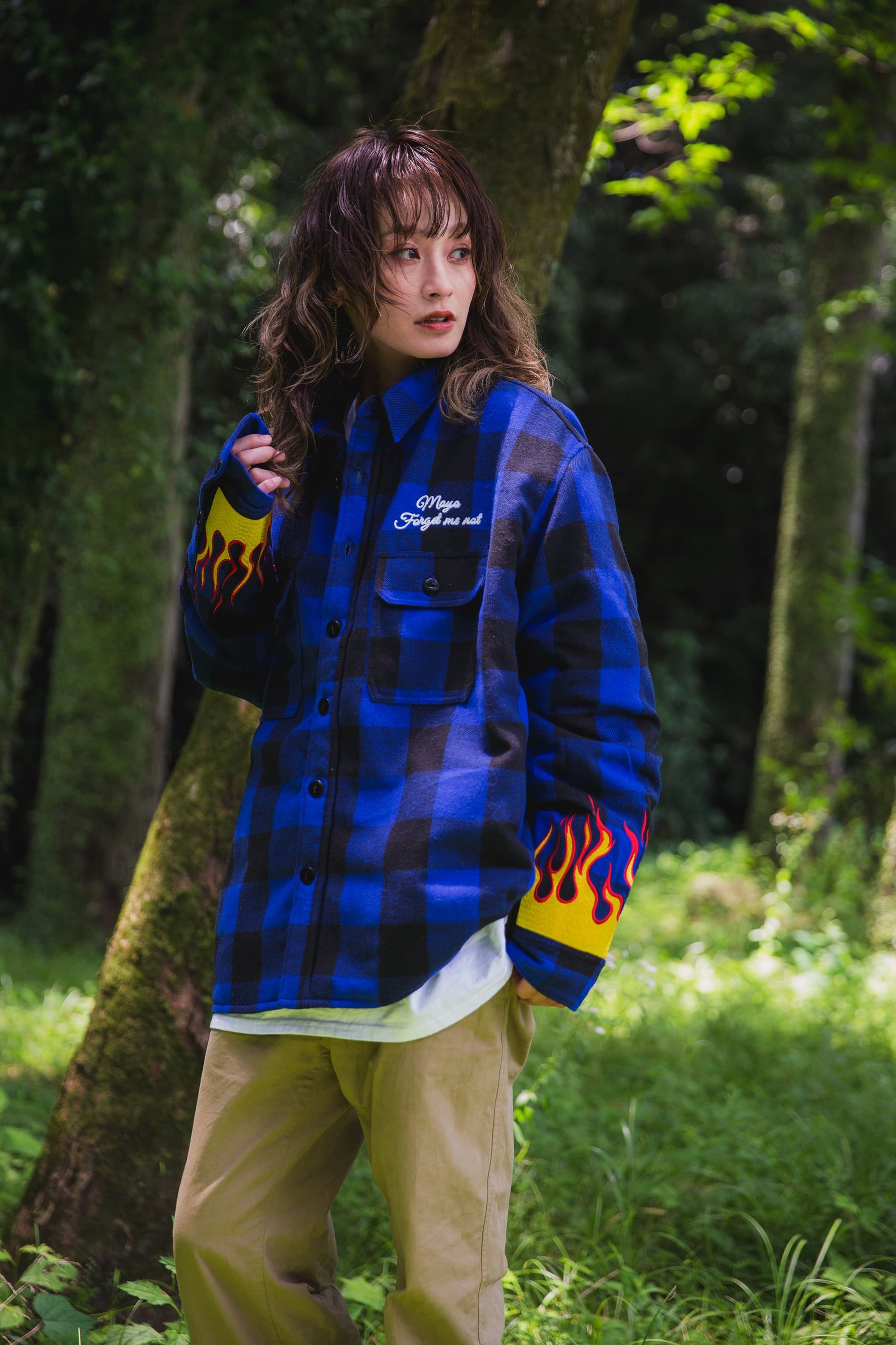 FIRE EMBROIDERY CHECK SHIRT JKT
