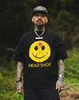 HEAD SHOT Embroidery short Sleeve Tee - BLACK