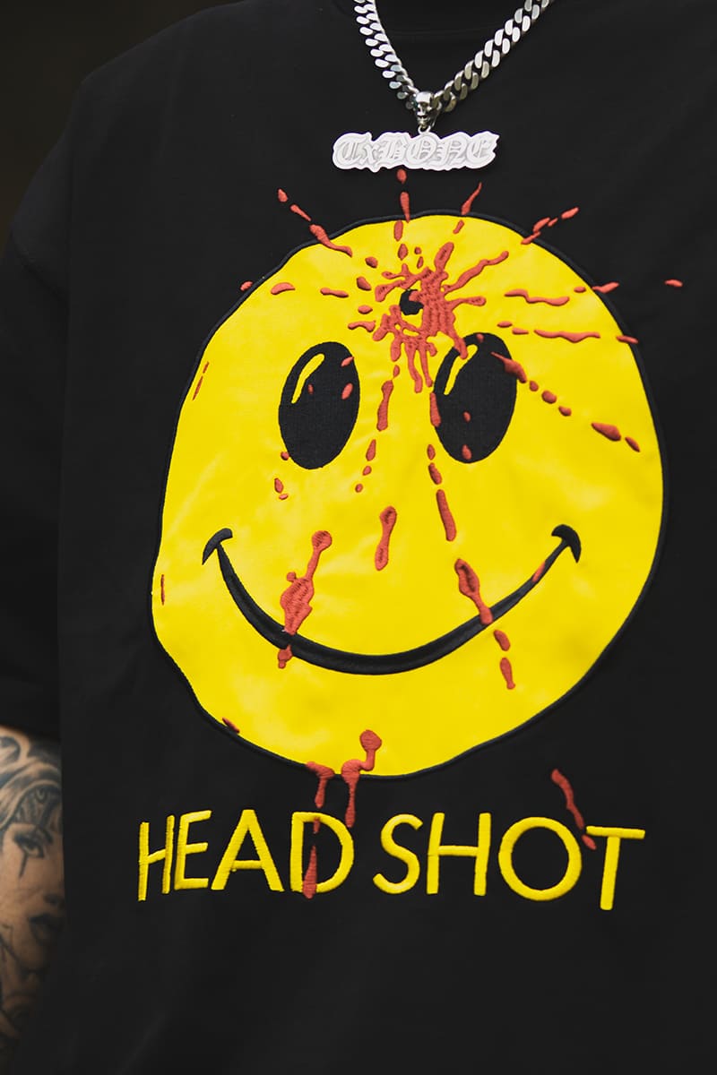 HEAD SHOT Embroidery short Sleeve Tee - BLACK