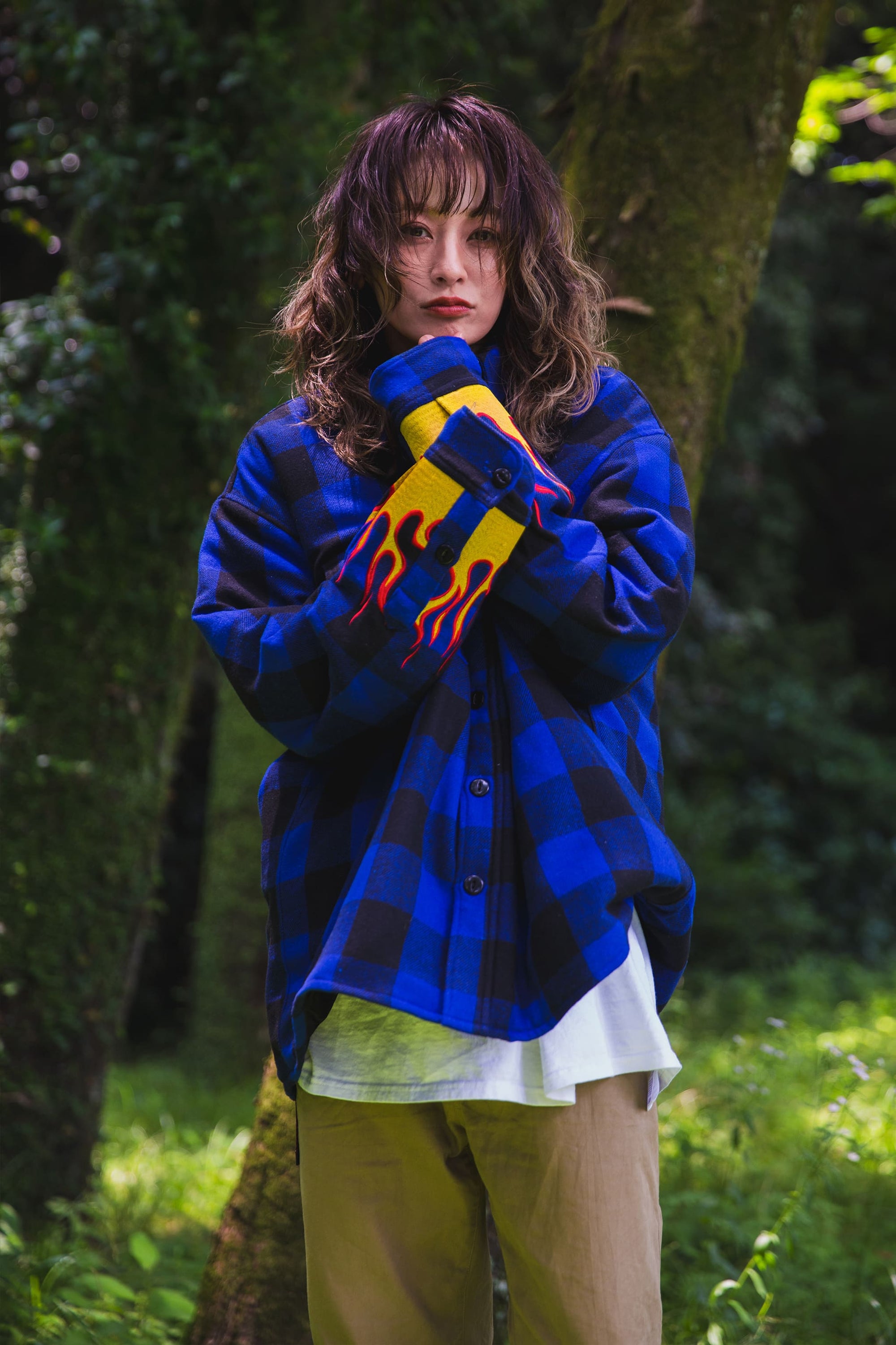 FIRE EMBROIDERY CHECK SHIRT JKT