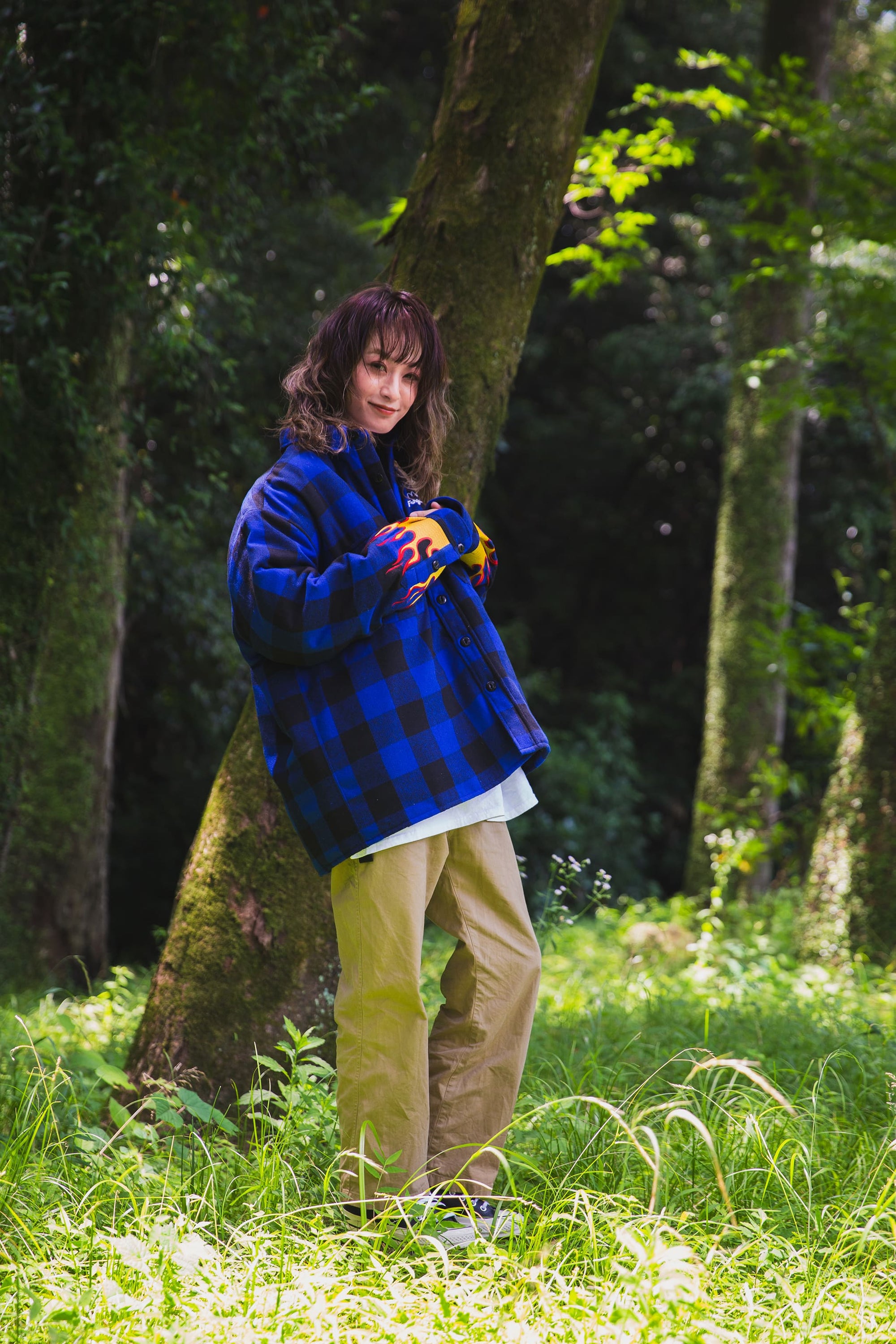 FIRE EMBROIDERY CHECK SHIRT JKT