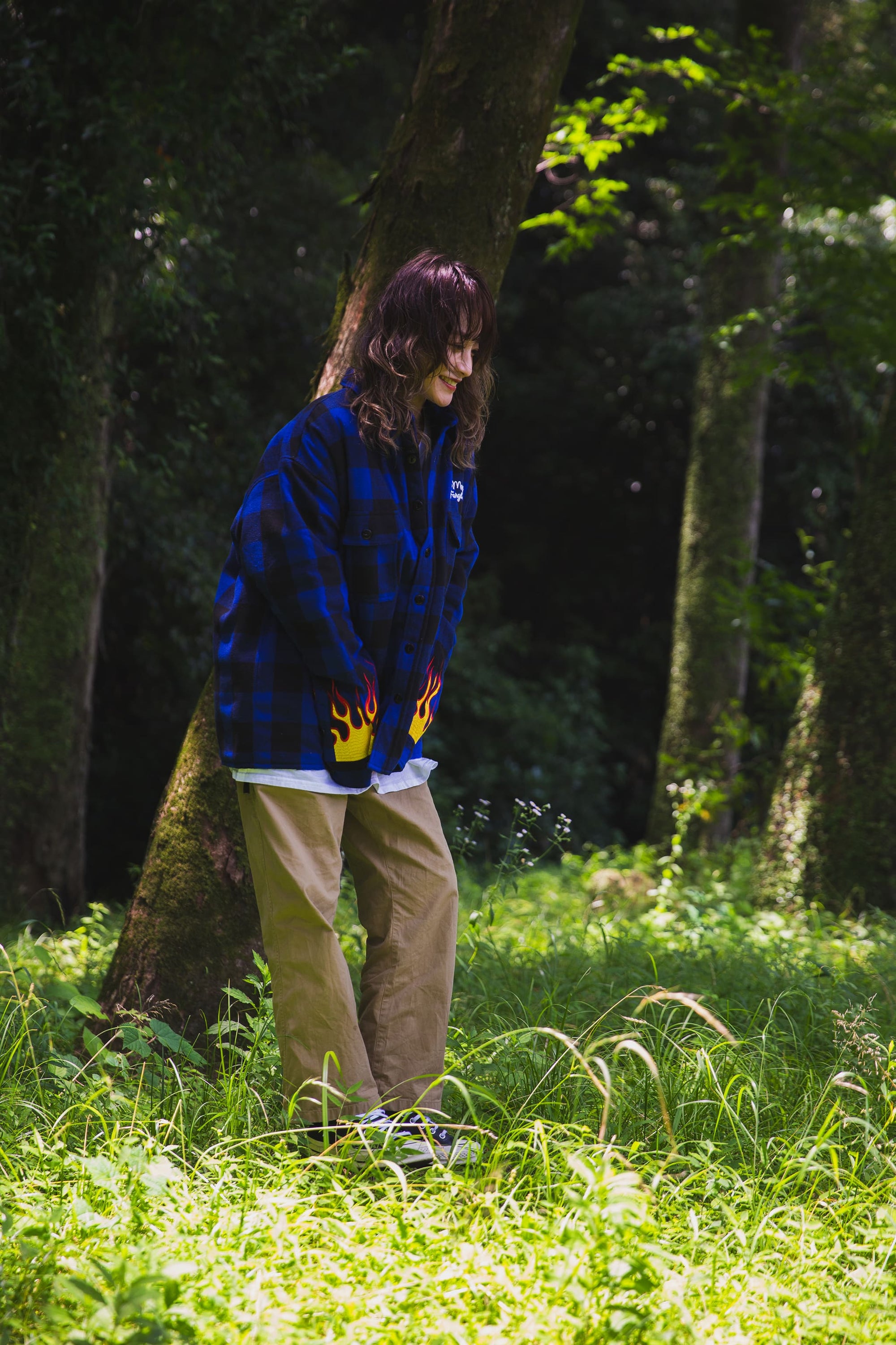 FIRE EMBROIDERY CHECK SHIRT JKT