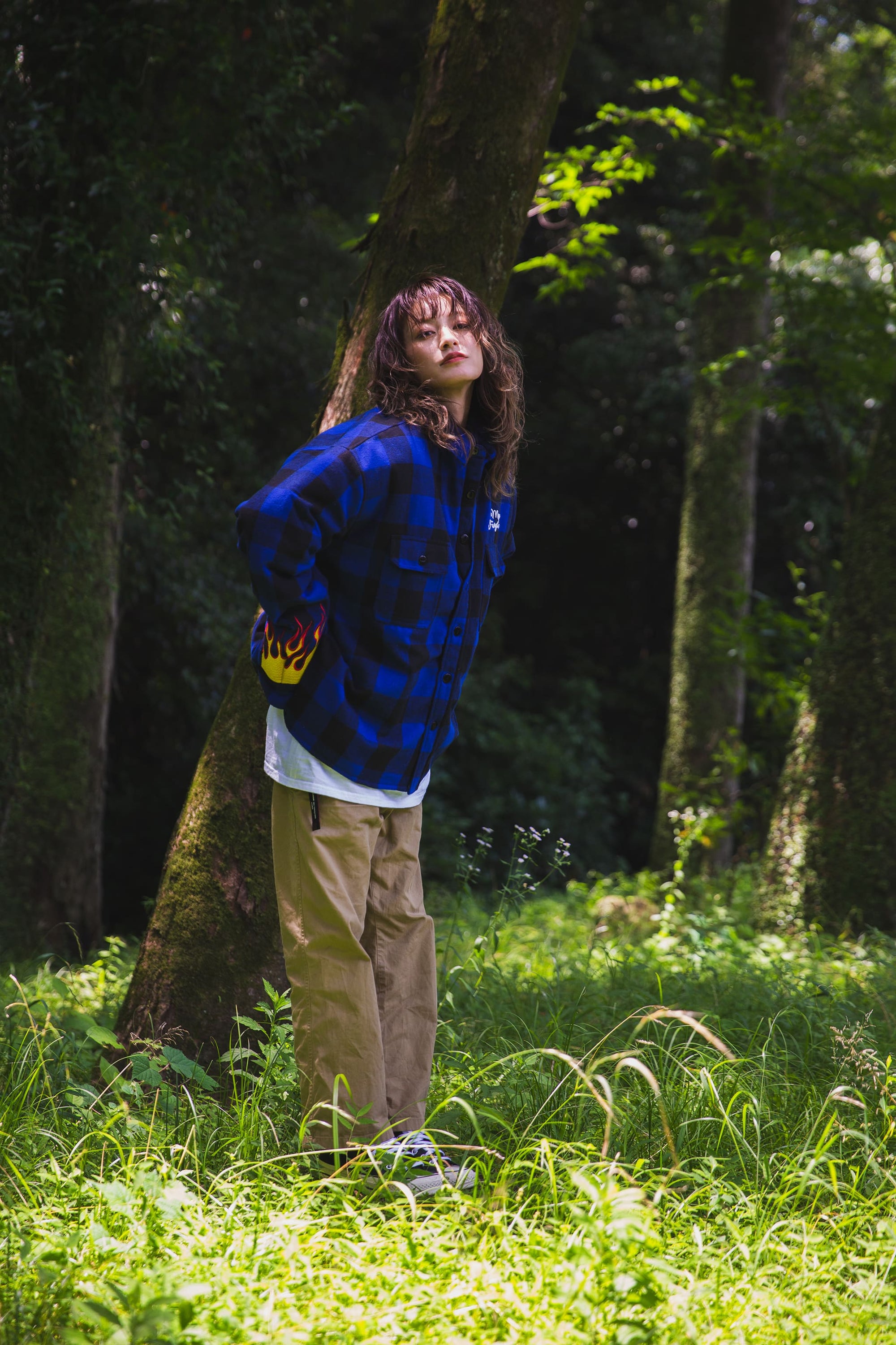 FIRE EMBROIDERY CHECK SHIRT JKT