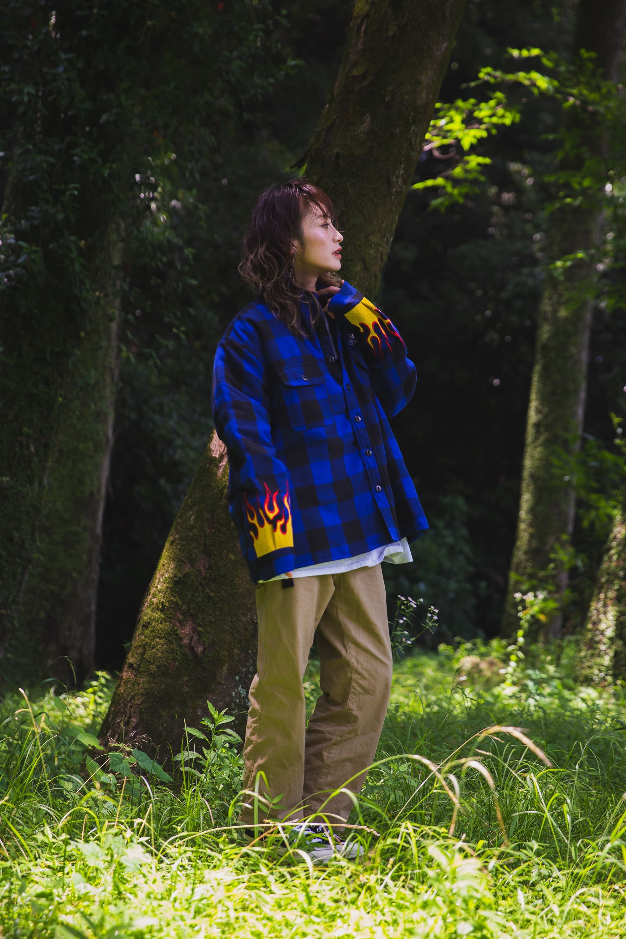 FIRE EMBROIDERY CHECK SHIRT JKT