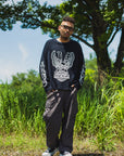 EAGLE  EMBROIDERY THERMAL LONG SLEEVE TEE - BLACK