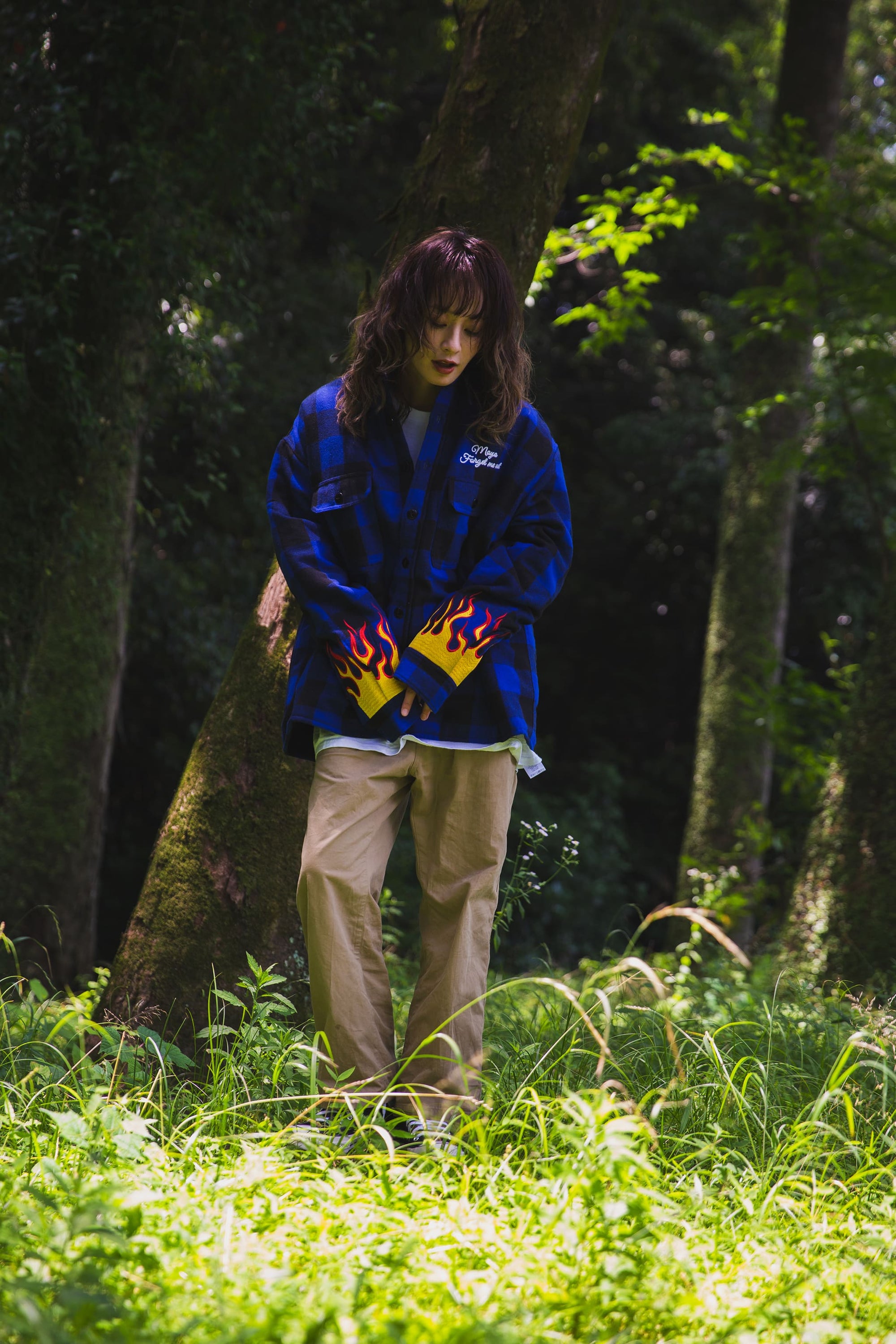 FIRE EMBROIDERY CHECK SHIRT JKT