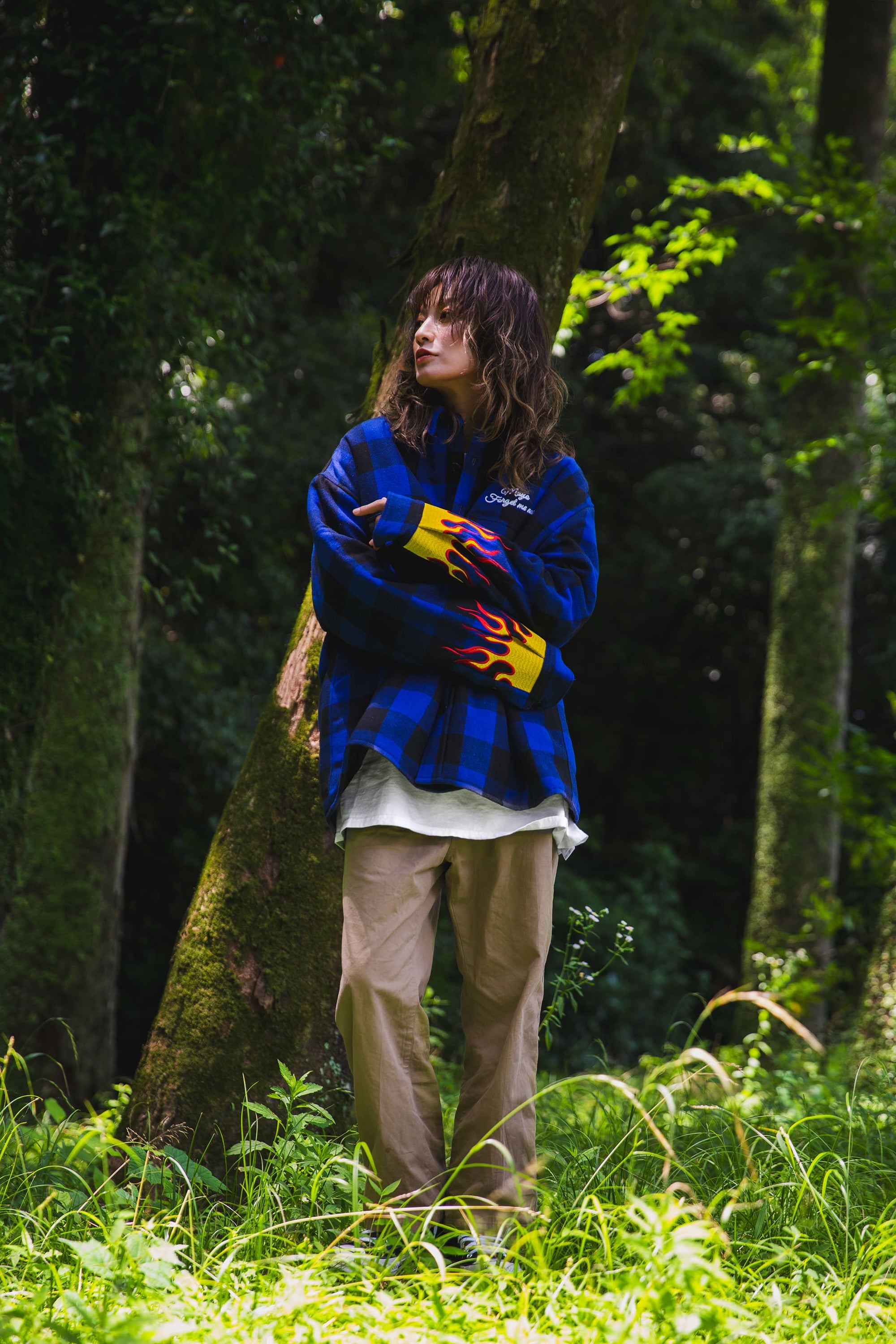 FIRE EMBROIDERY CHECK SHIRT JKT