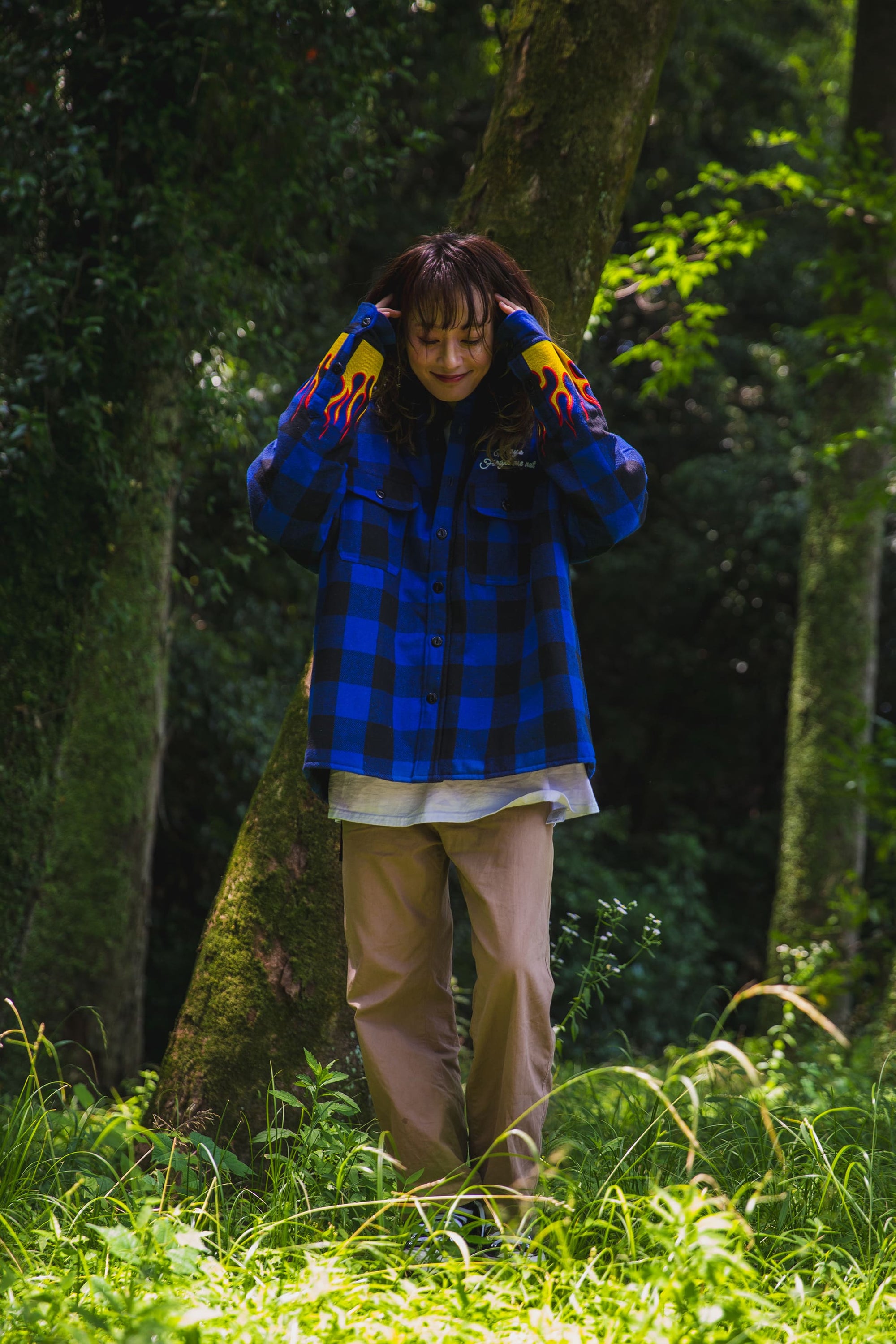 FIRE EMBROIDERY CHECK SHIRT JKT