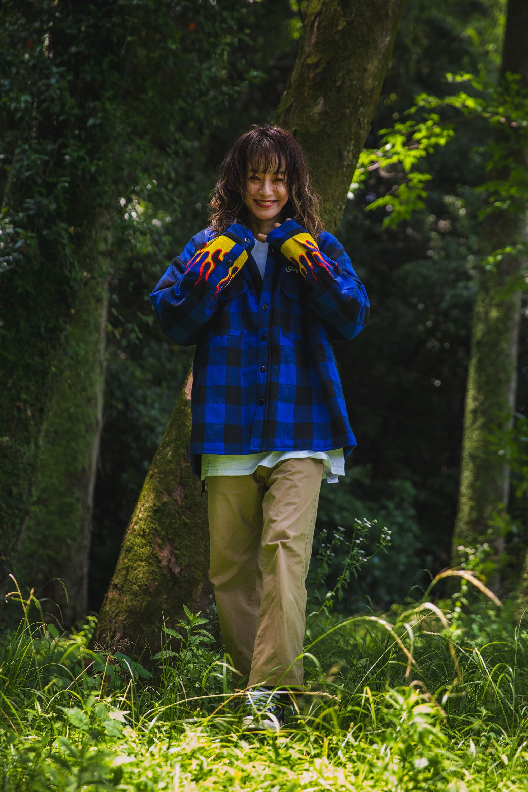 FIRE EMBROIDERY CHECK SHIRT JKT