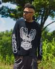 EAGLE  EMBROIDERY THERMAL LONG SLEEVE TEE - BLACK