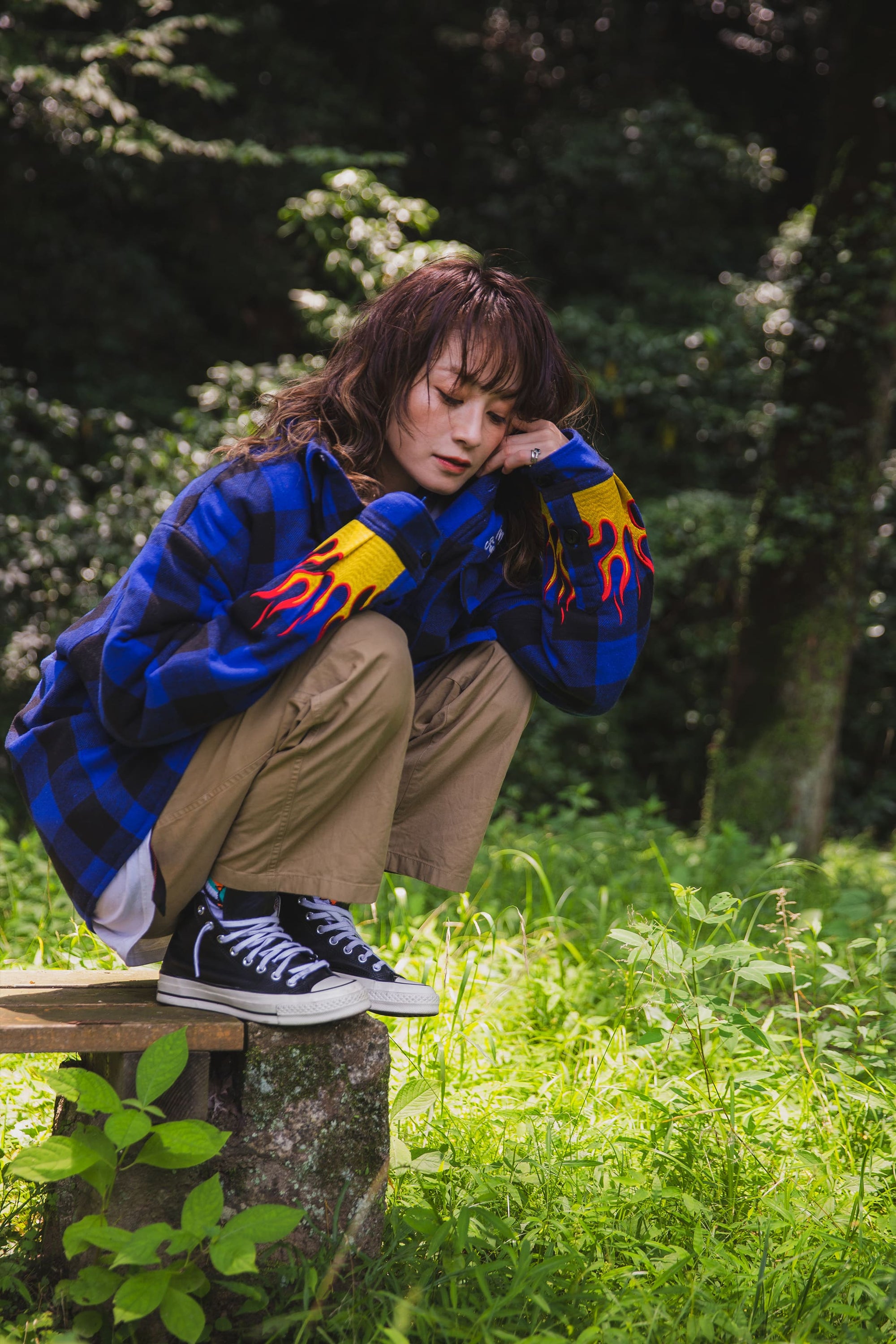 FIRE EMBROIDERY CHECK SHIRT JKT