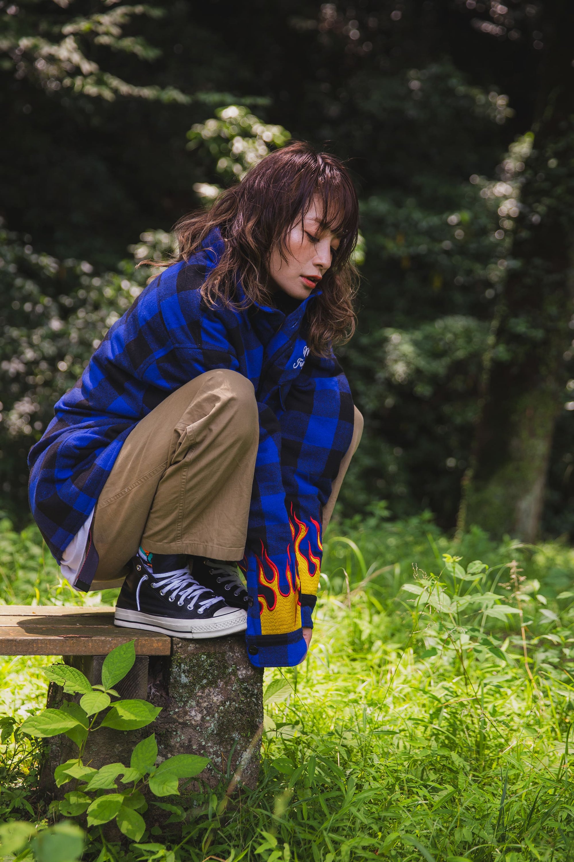 FIRE EMBROIDERY CHECK SHIRT JKT