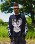 EAGLE  EMBROIDERY THERMAL LONG SLEEVE TEE - BLACK