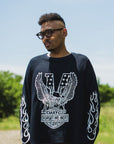 EAGLE  EMBROIDERY THERMAL LONG SLEEVE TEE - BLACK