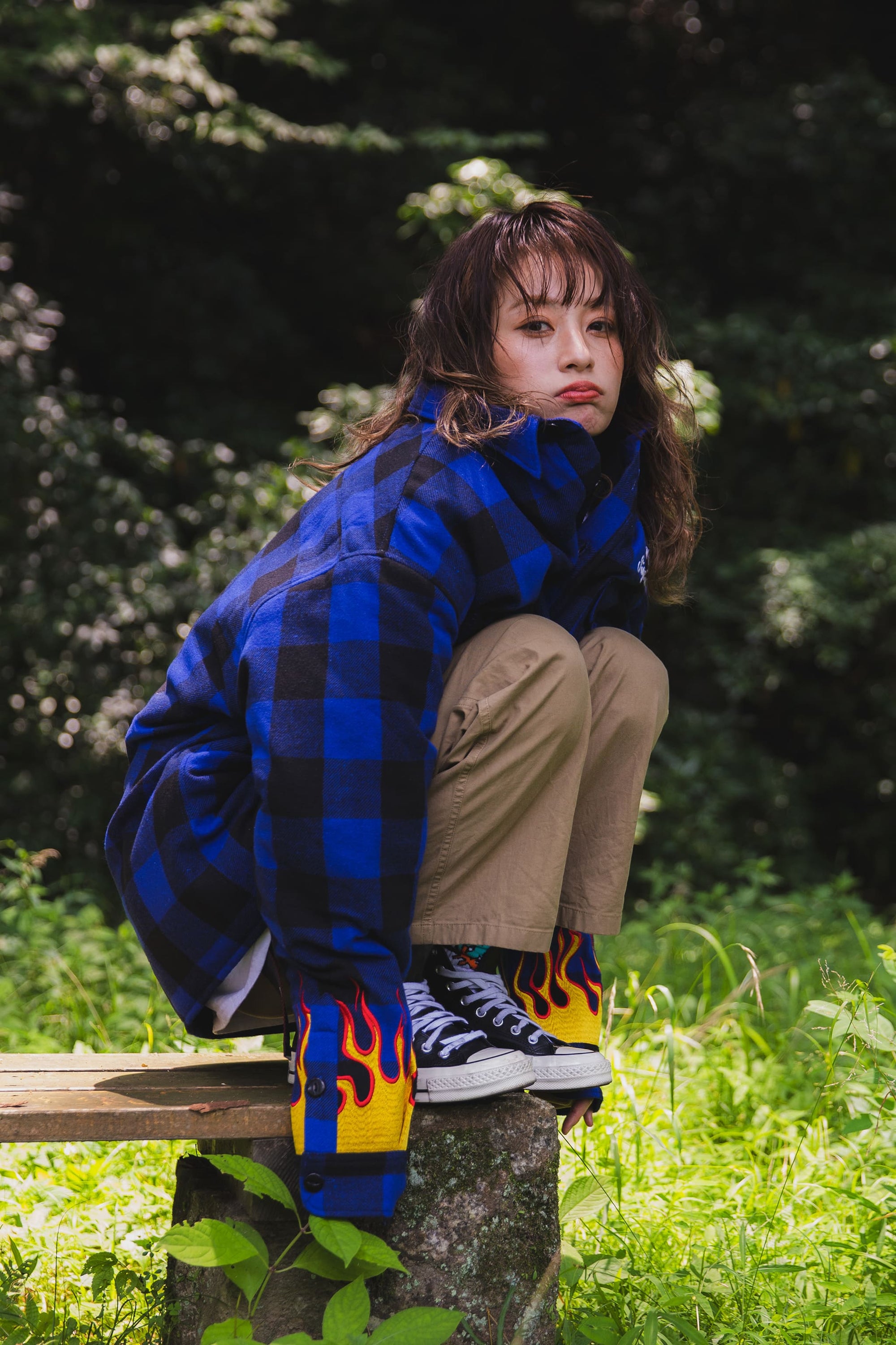 FIRE EMBROIDERY CHECK SHIRT JKT