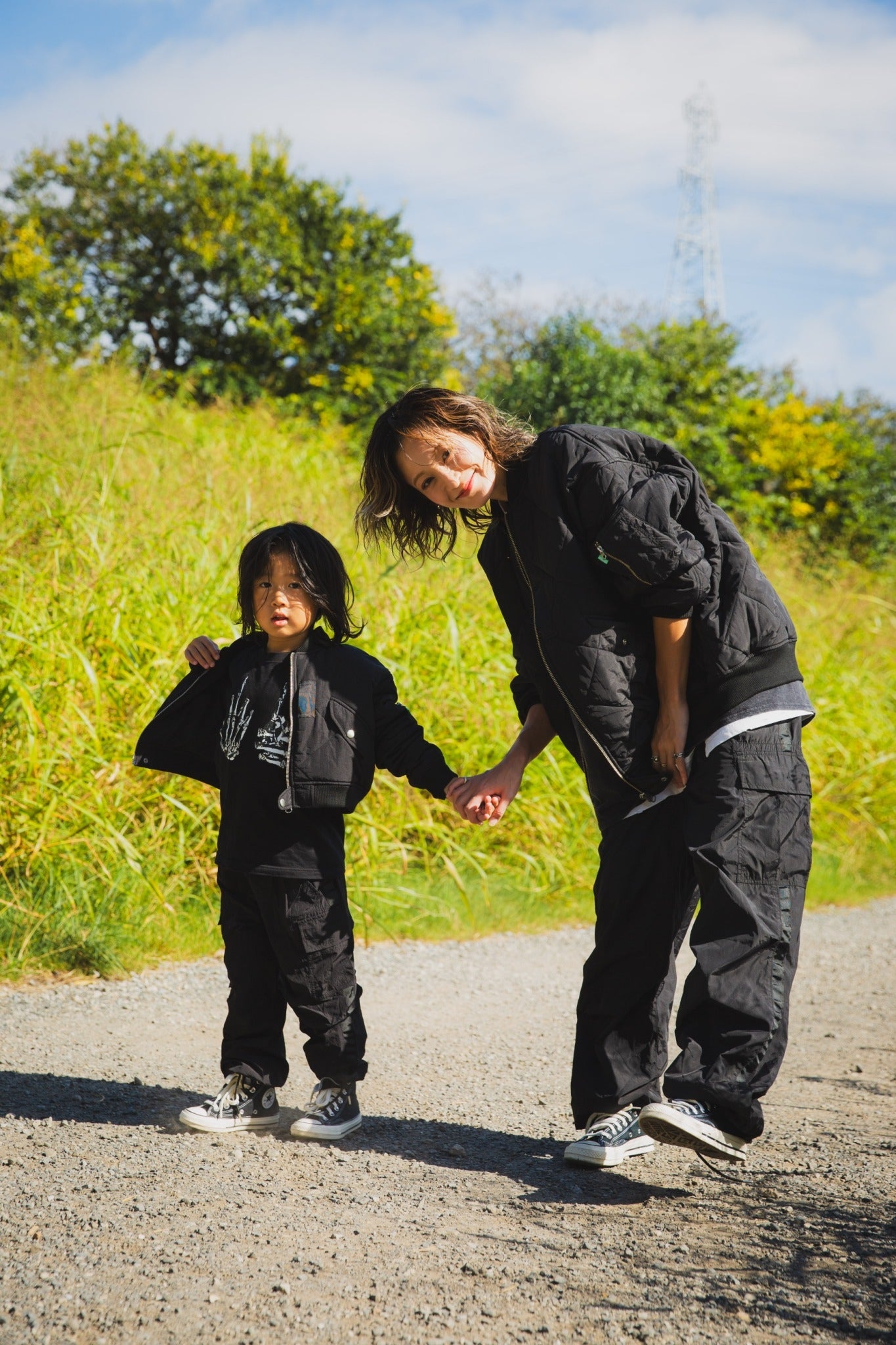 FGMN MAYO EMBROIDERY NYLON CARGO PANTS -  BLACK