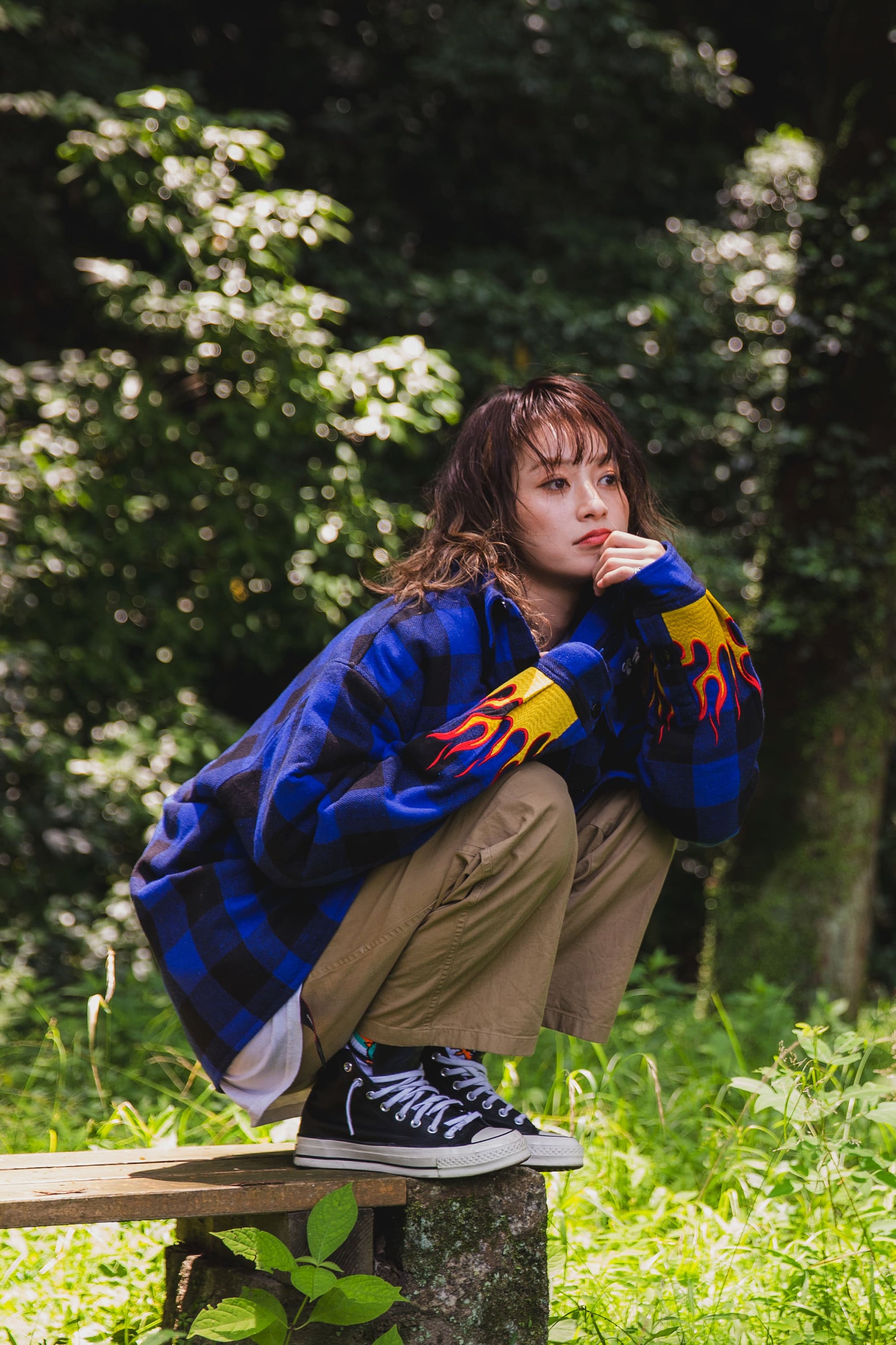 FIRE EMBROIDERY CHECK SHIRT JKT