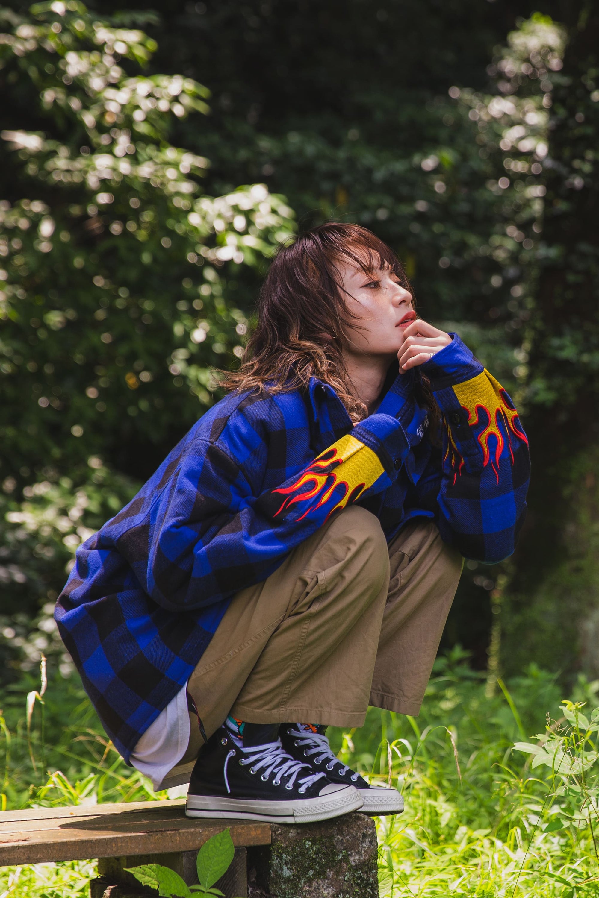 FIRE EMBROIDERY CHECK SHIRT JKT