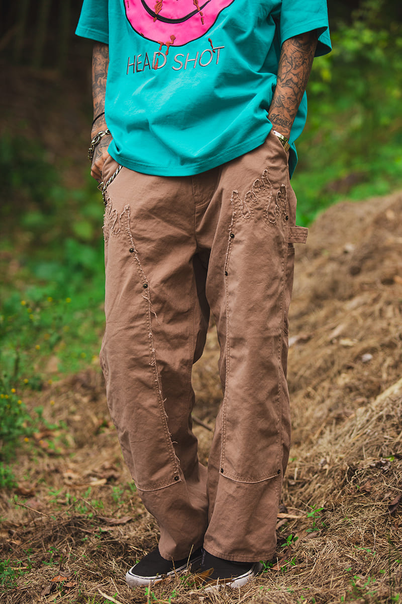 MAYO Fire Double Knee Pants - BEIGE