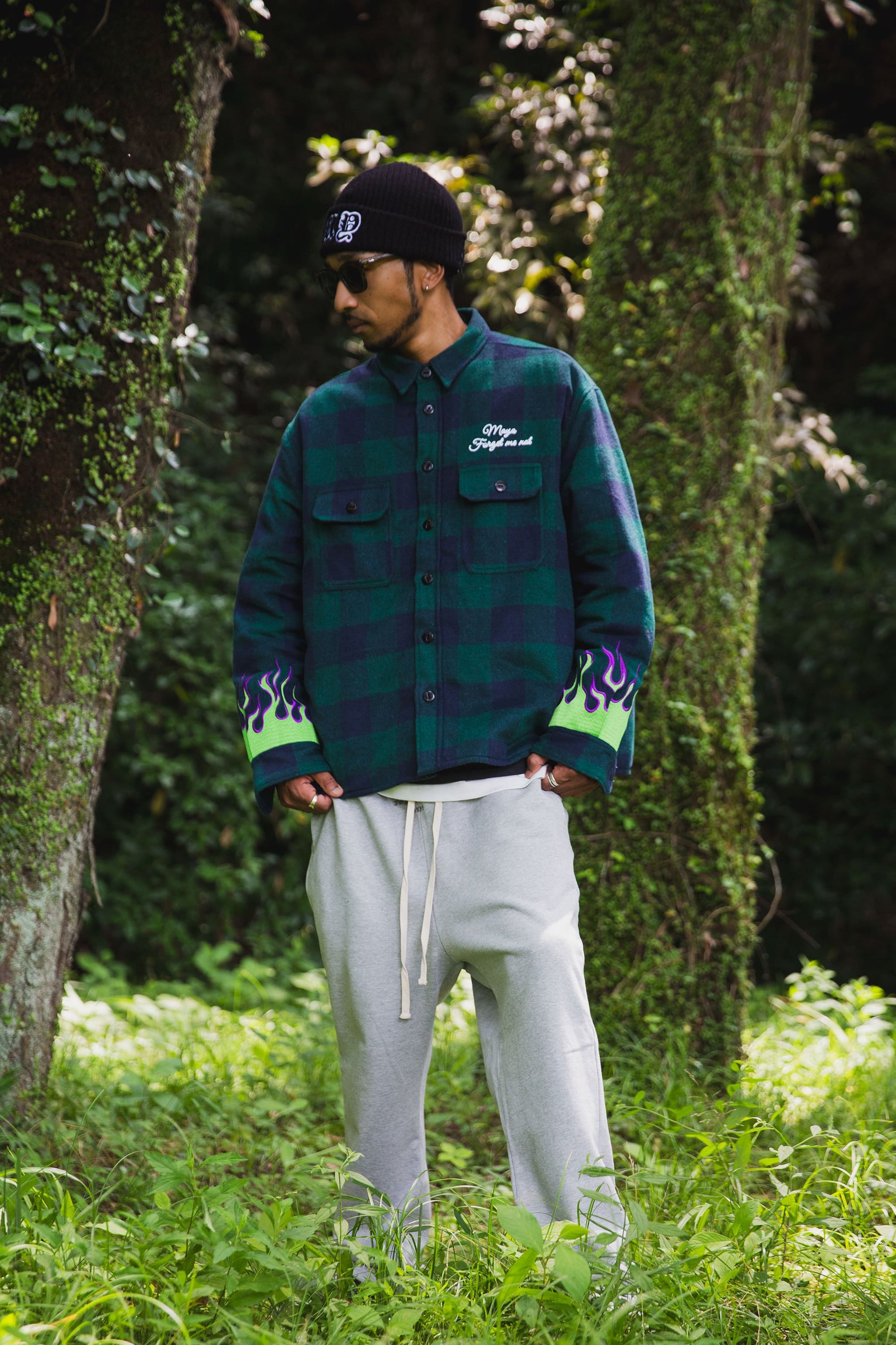 FIRE EMBROIDERY CHECK SHIRT JKT