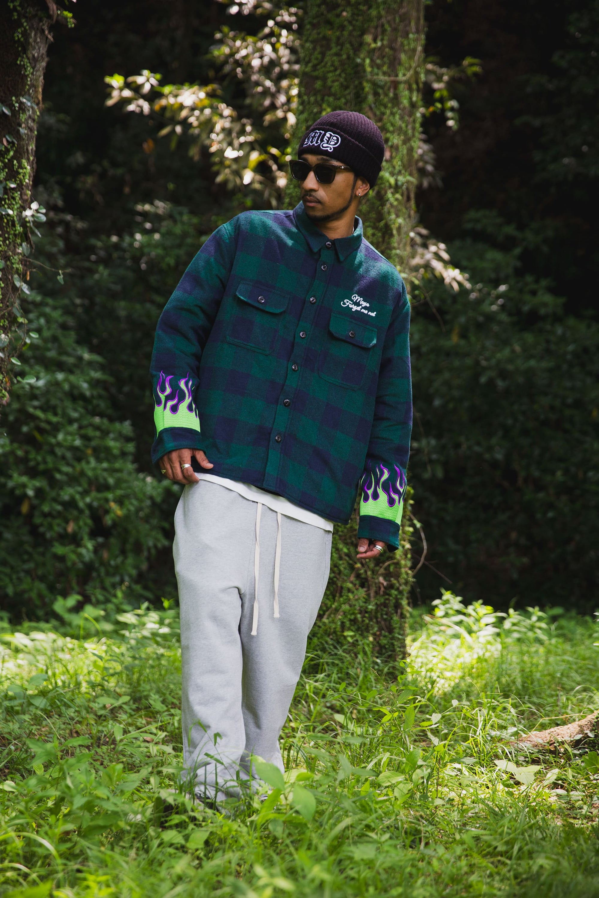 FIRE EMBROIDERY CHECK SHIRT JKT