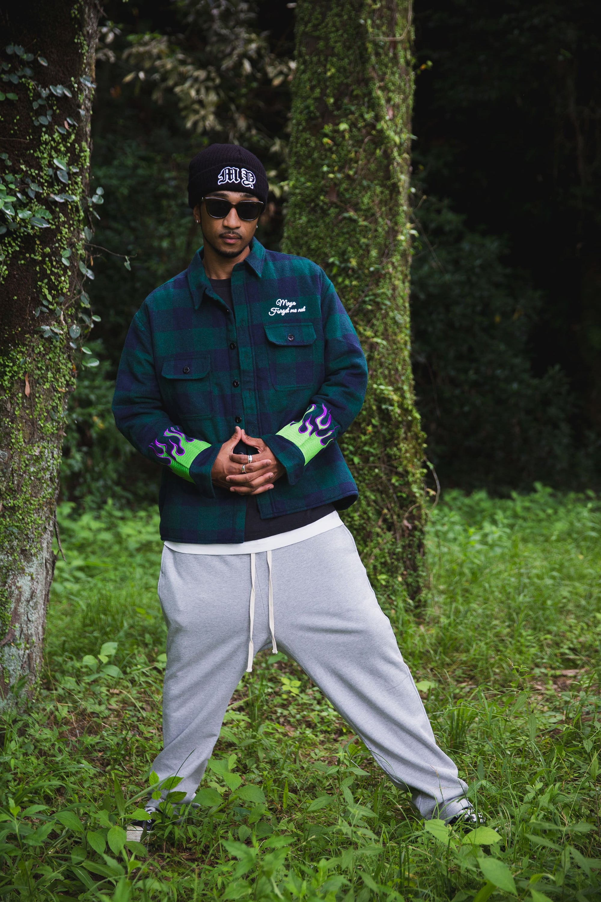 FIRE EMBROIDERY CHECK SHIRT JKT