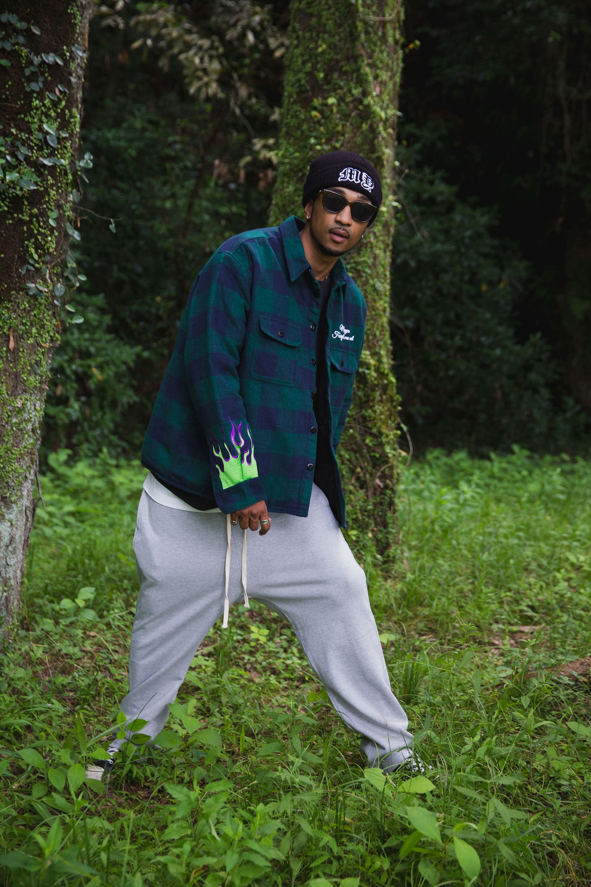 FIRE EMBROIDERY CHECK SHIRT JKT