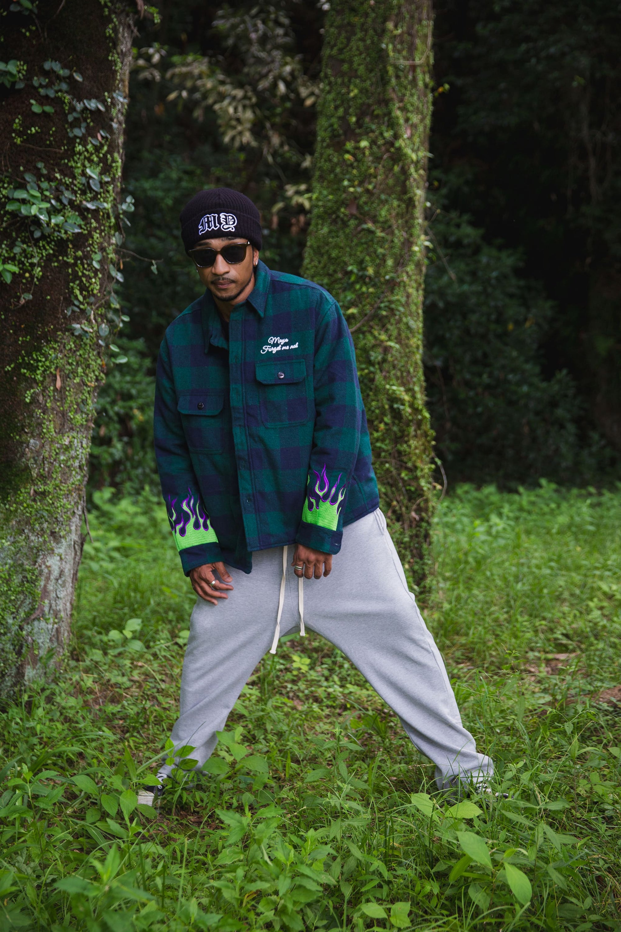 FIRE EMBROIDERY CHECK SHIRT JKT