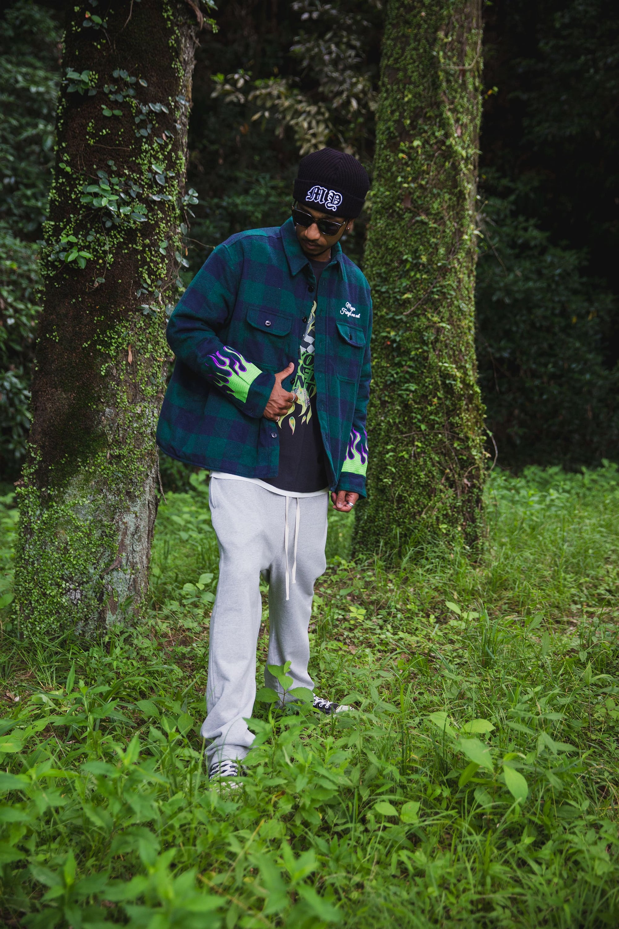 FIRE EMBROIDERY CHECK SHIRT JKT