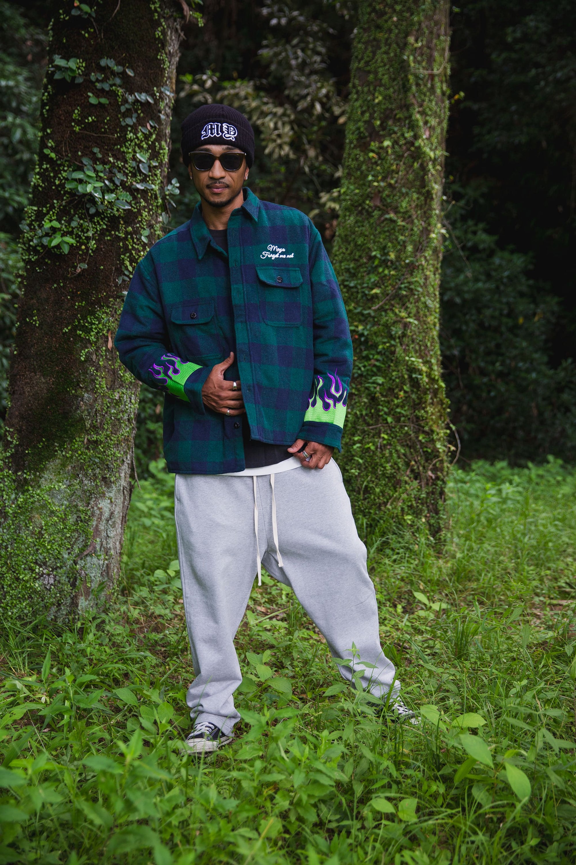 FIRE EMBROIDERY CHECK SHIRT JKT