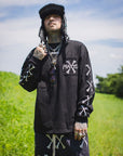 CROSS BONES EMBROIDERY NYLON BOA CAP - BONE BLACK