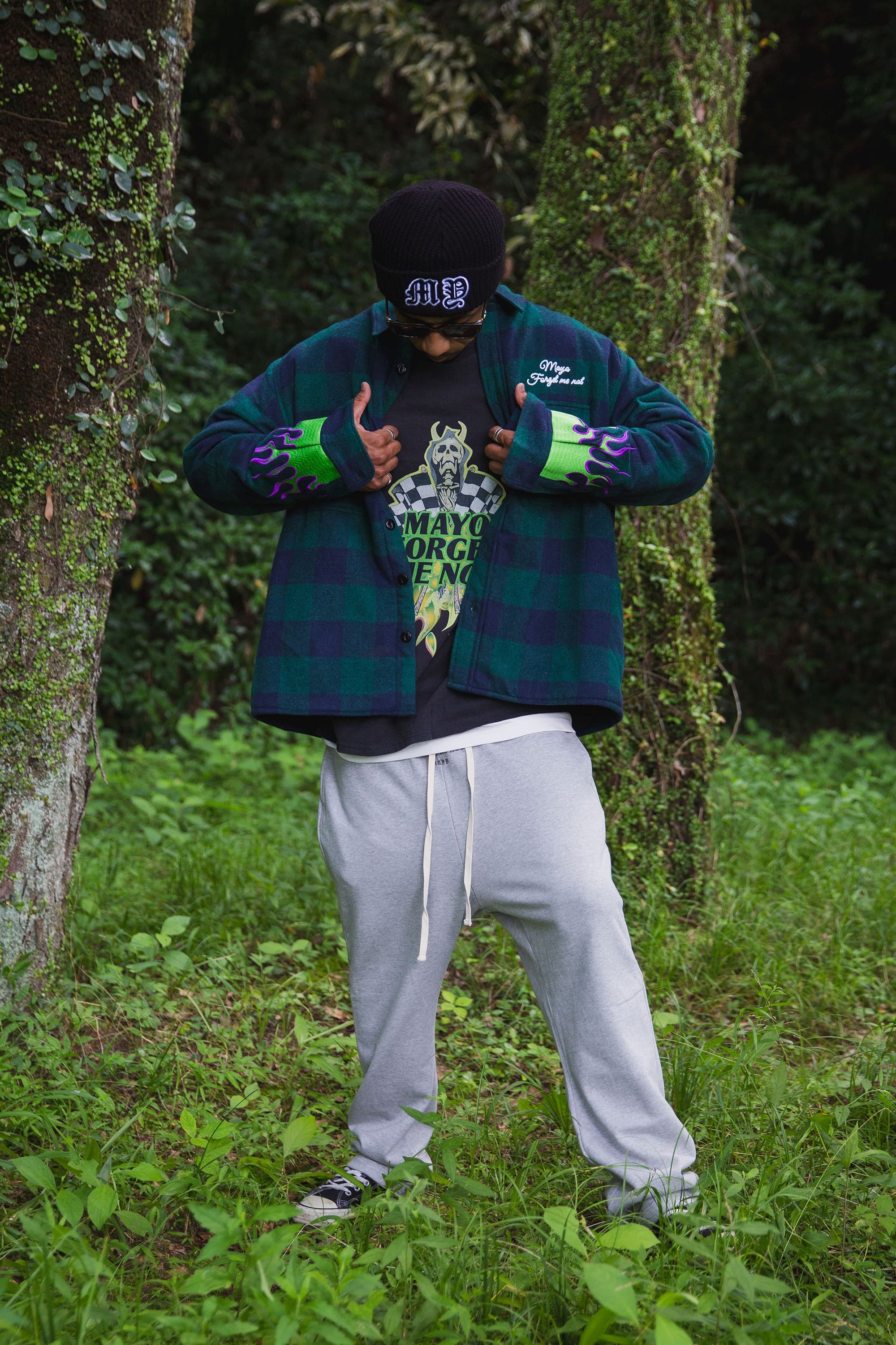 FIRE EMBROIDERY CHECK SHIRT JKT