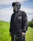 CROSS BONES EMBROIDERY NYLON BOA CAP - BONE BLACK