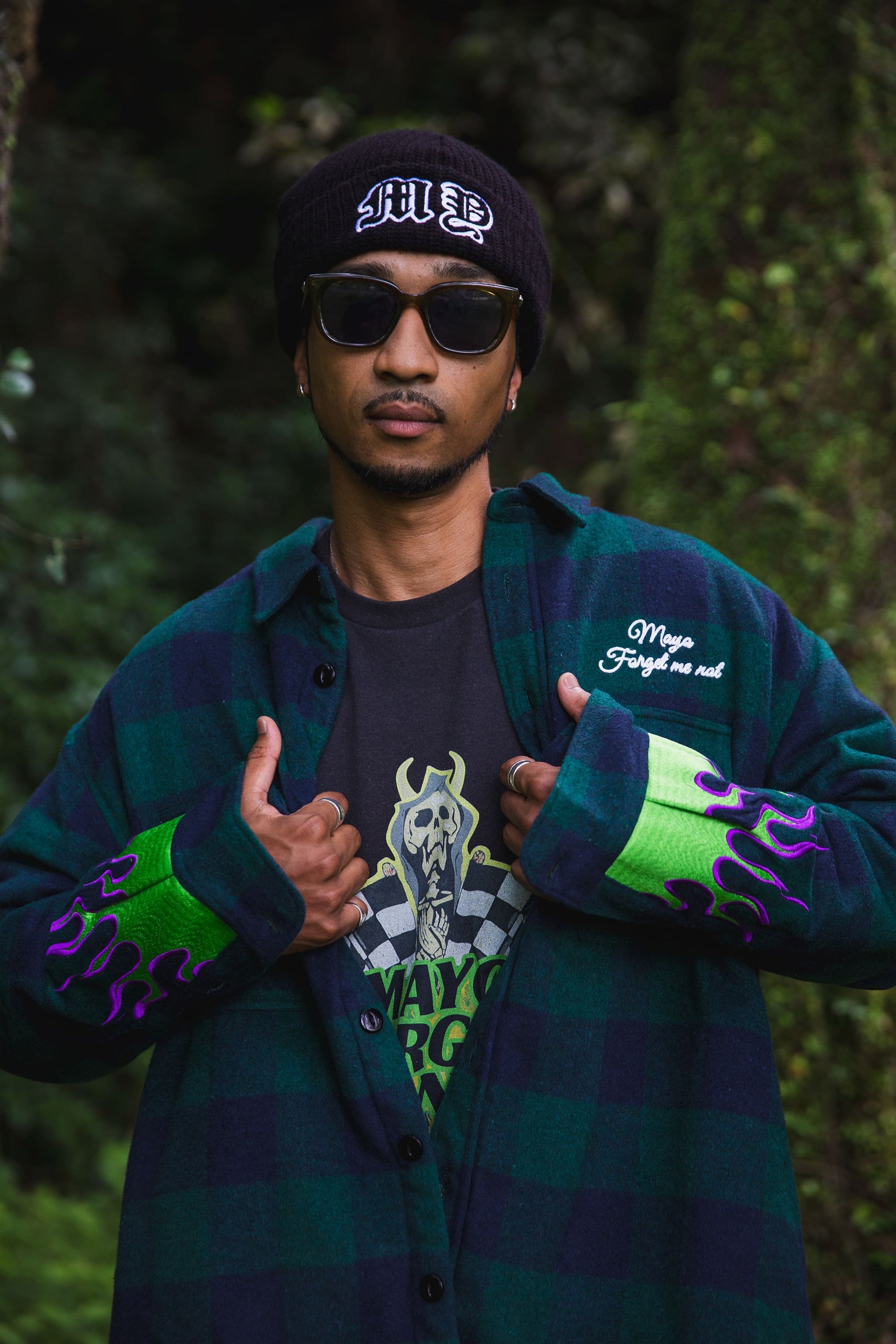 FIRE EMBROIDERY CHECK SHIRT JKT