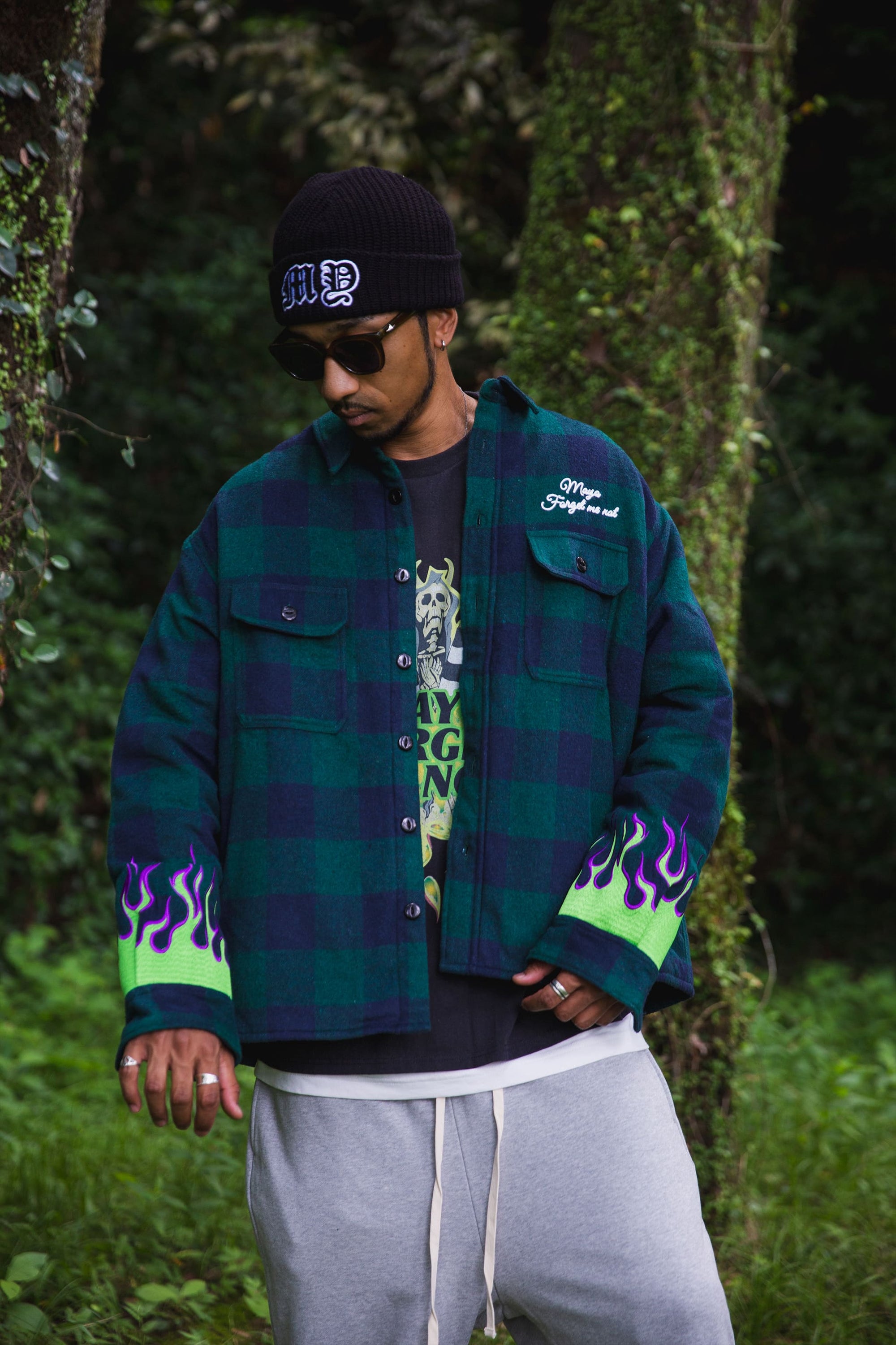 FIRE EMBROIDERY CHECK SHIRT JKT