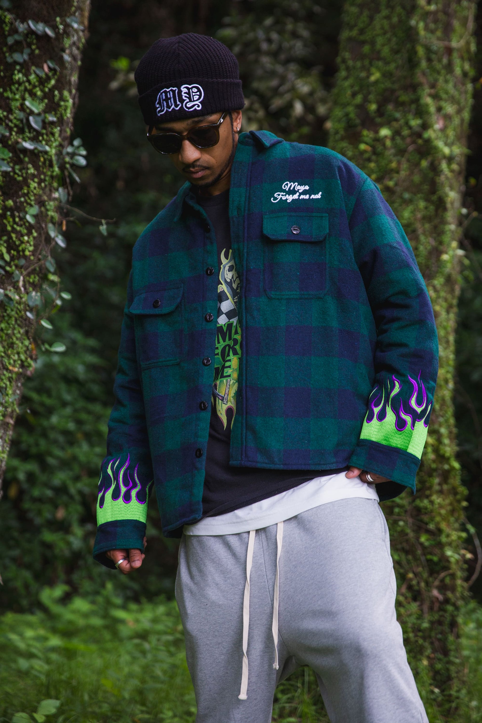 FIRE EMBROIDERY CHECK SHIRT JKT