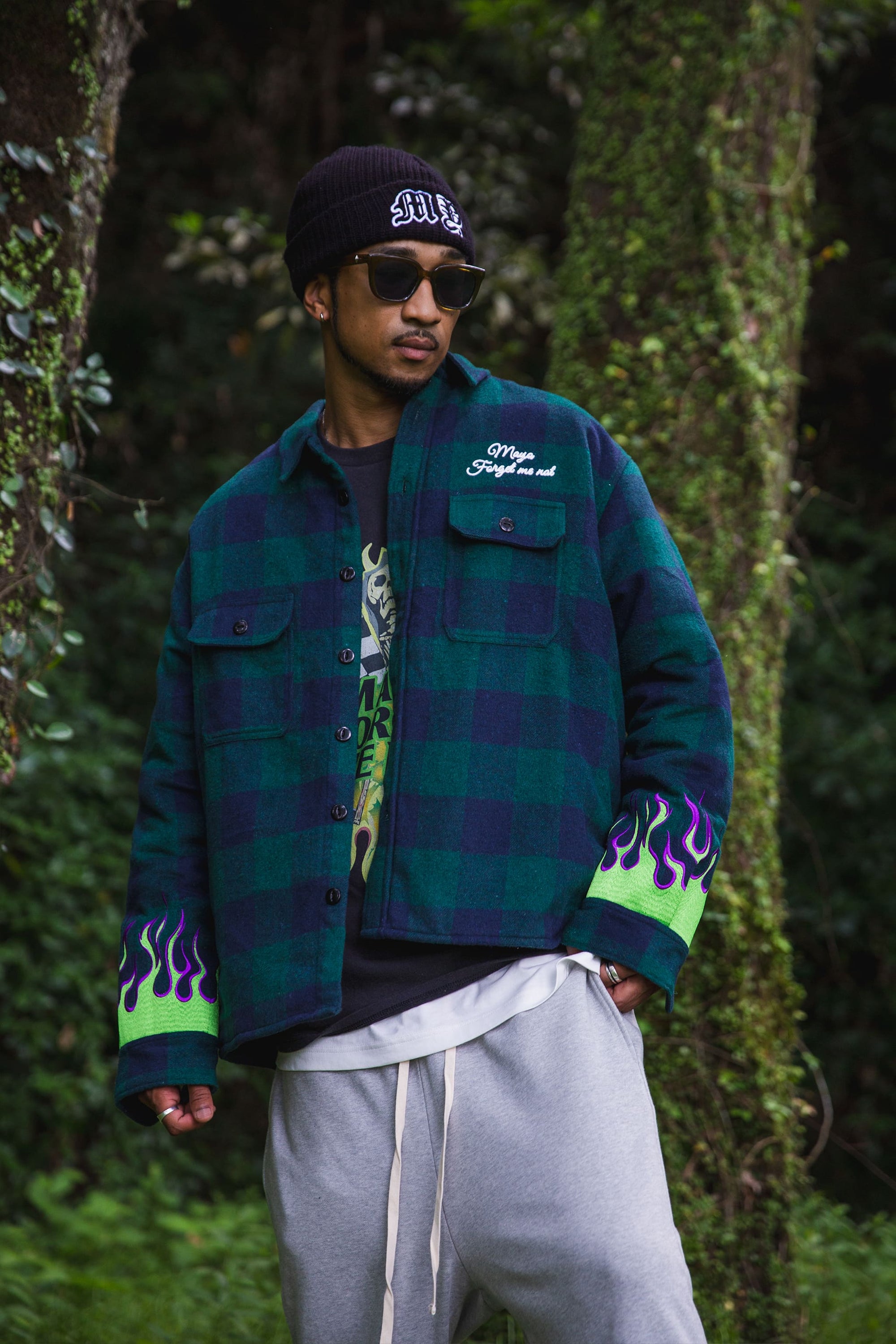 FIRE EMBROIDERY CHECK SHIRT JKT
