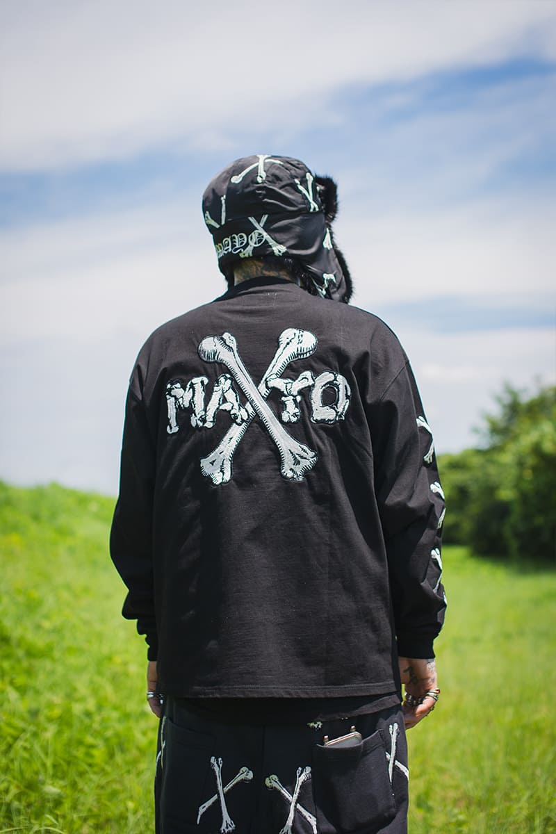 MAYO CROSS BONES EMBROIDERY LONG SLEEVE TEE - BLACK