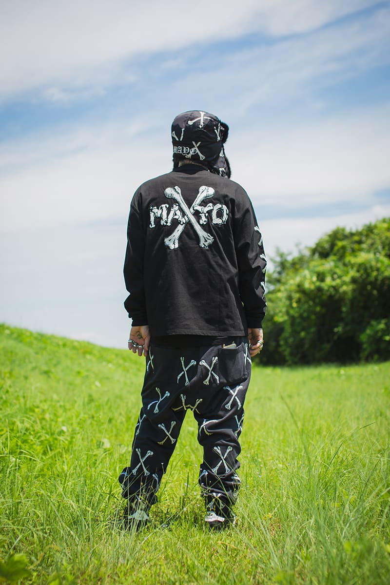 MAYO CROSS BONES EMBROIDERY SWEAT PANTS -  BLACK