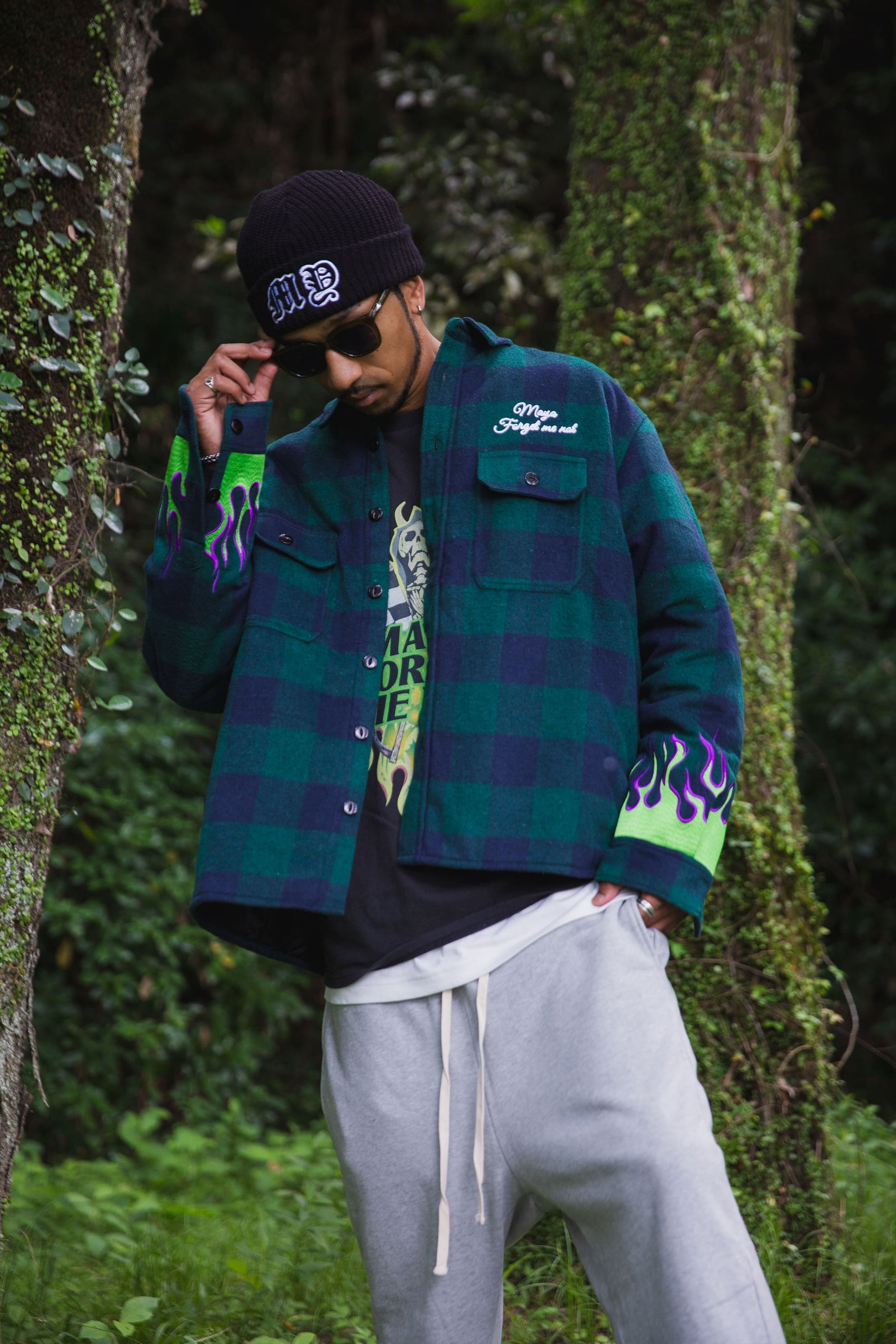 FIRE EMBROIDERY CHECK SHIRT JKT