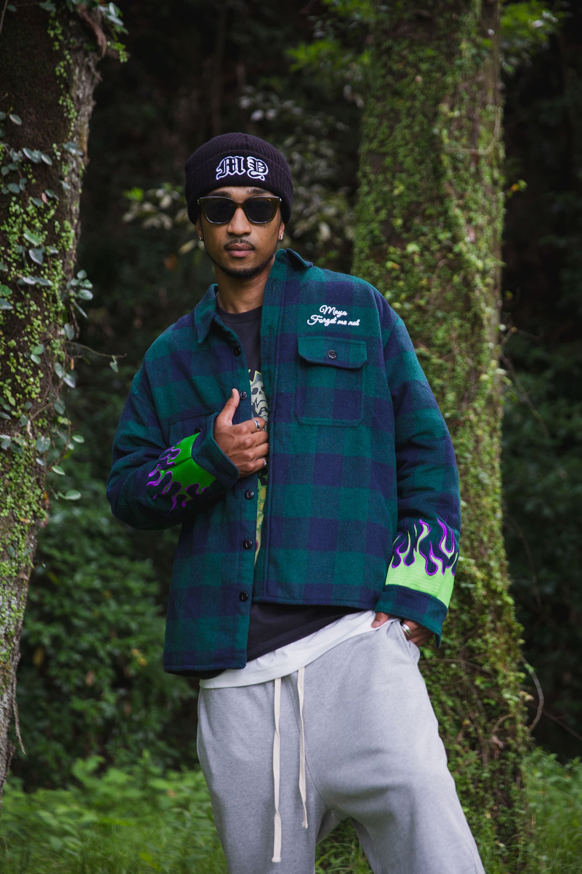 FIRE EMBROIDERY CHECK SHIRT JKT