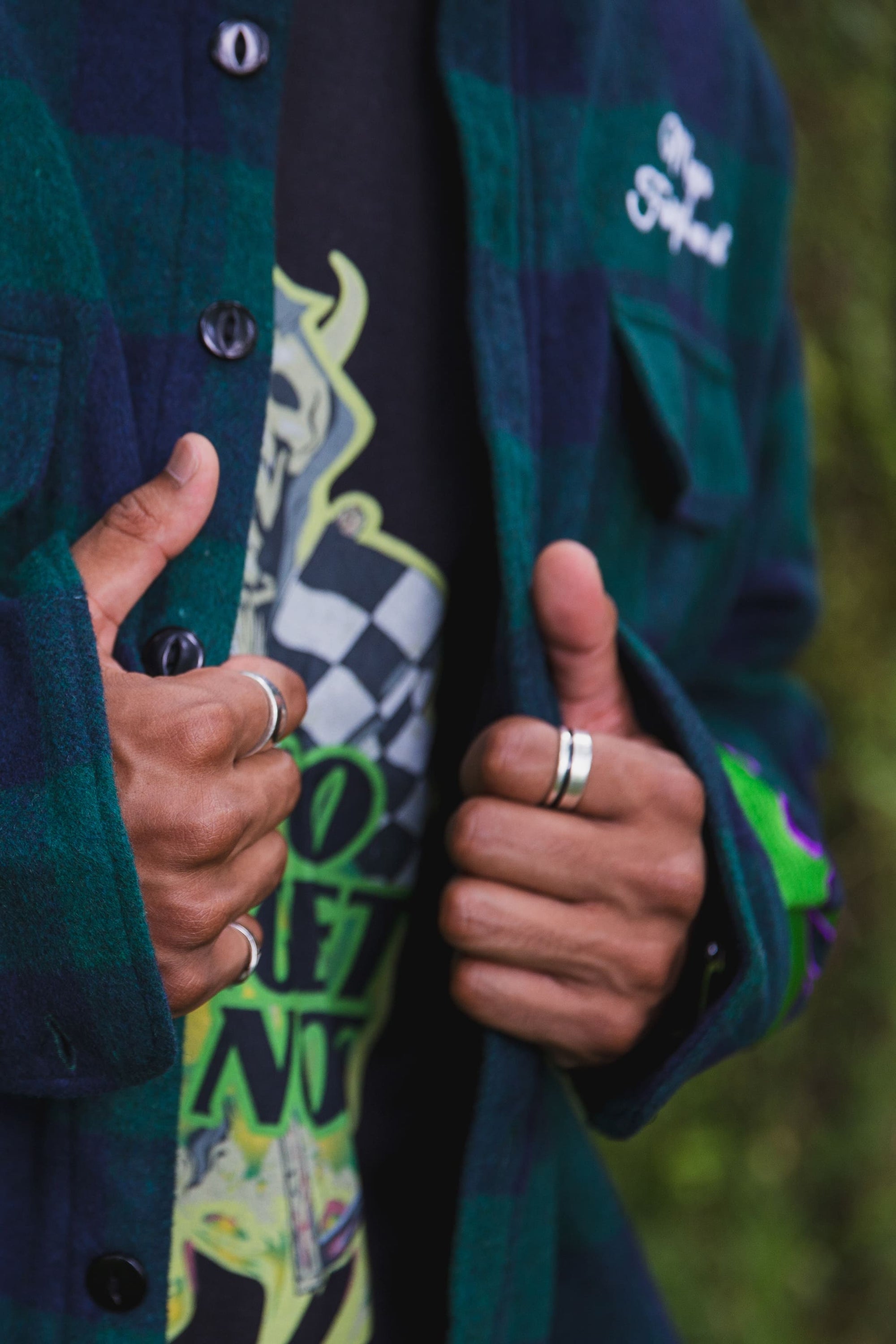 FIRE EMBROIDERY CHECK SHIRT JKT