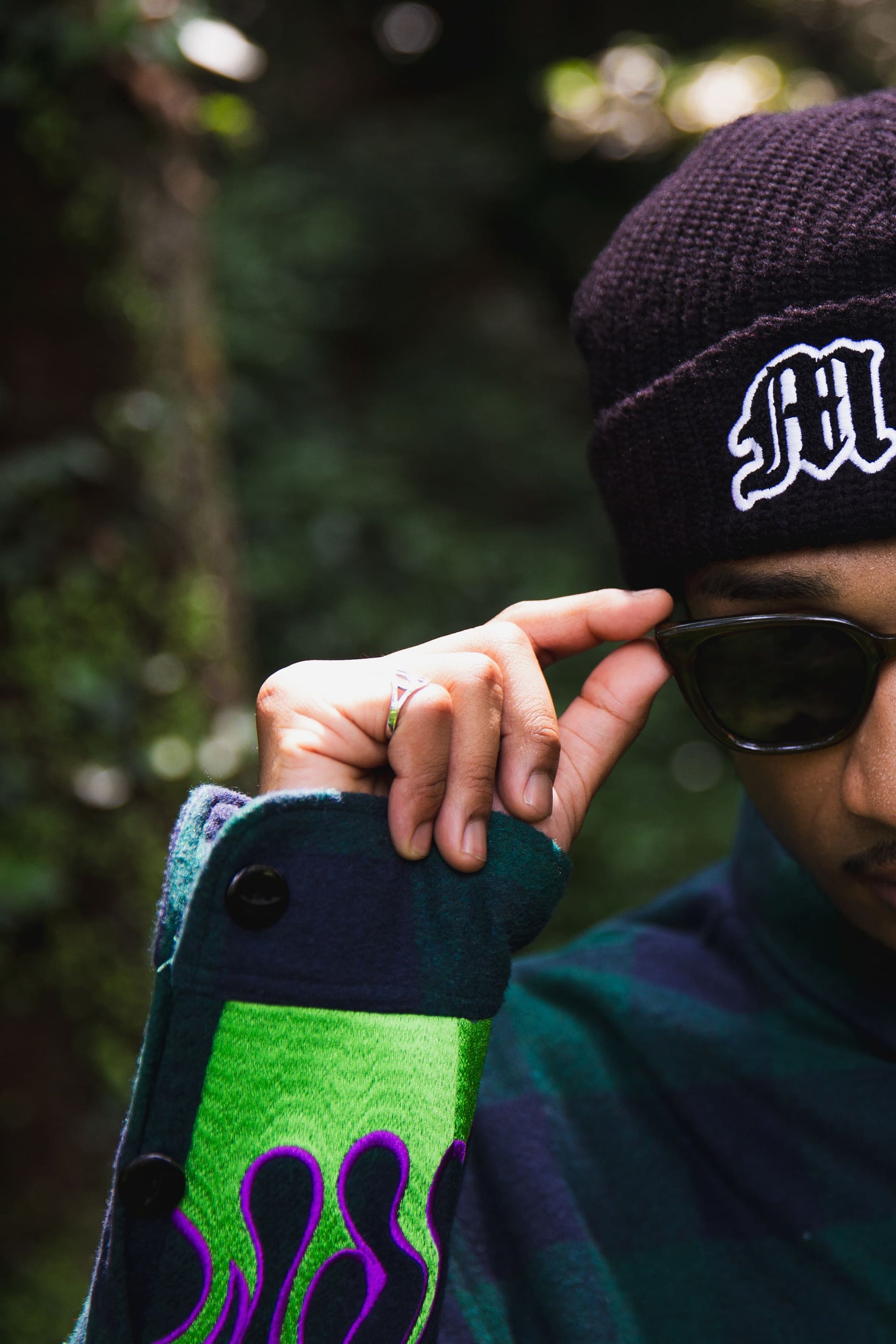 FIRE EMBROIDERY CHECK SHIRT JKT